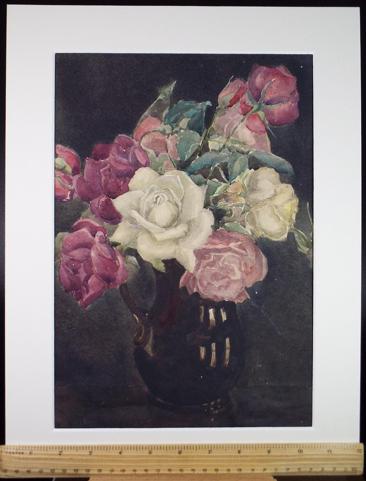 Original Watercolour 'Still life of roses', Unknown Artist, circa 1910
