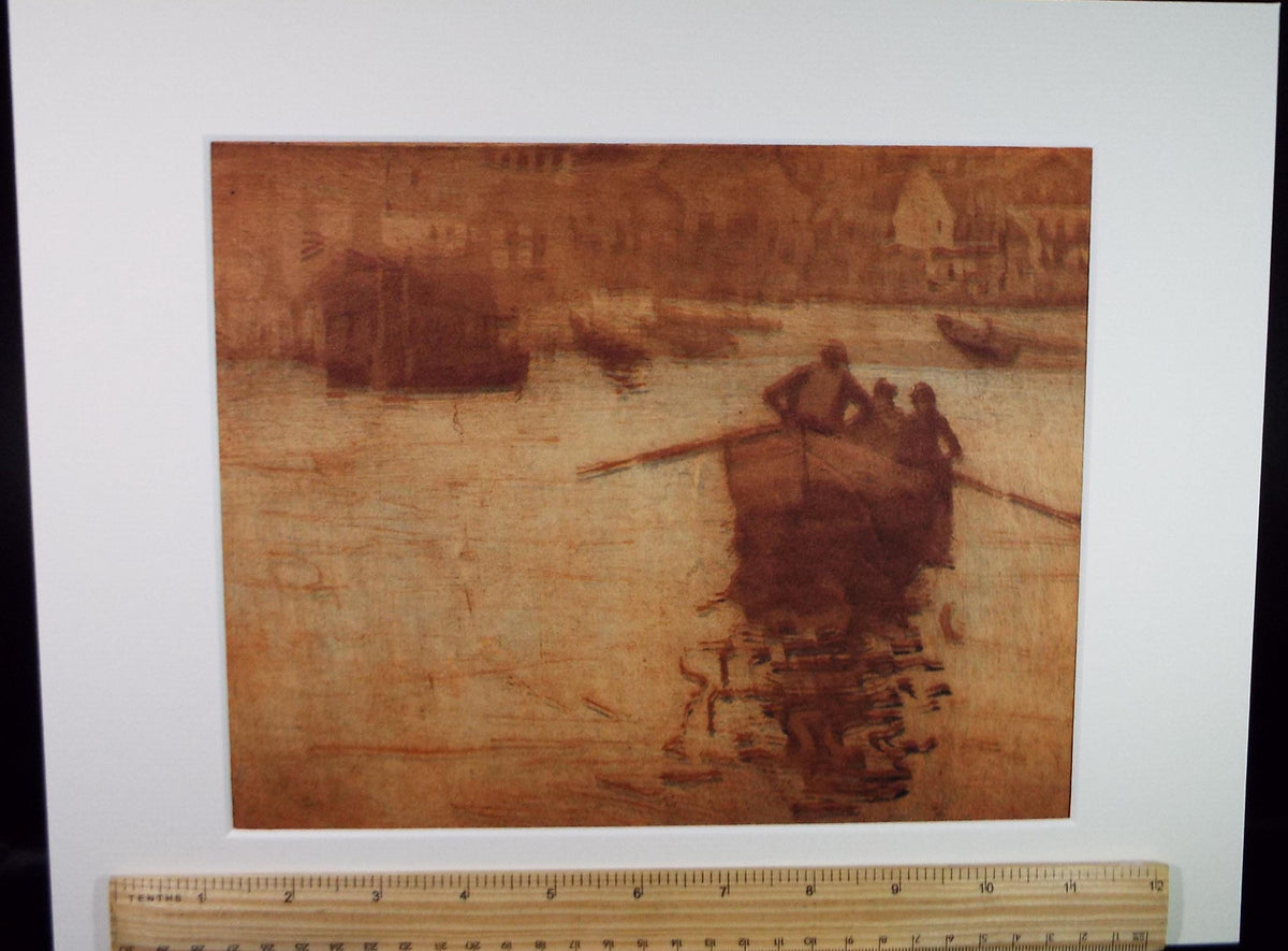 Hand Pressed Etching, 'Figures in a rowing boat', Lawrence Walker (1877-1967), Circa 1920's