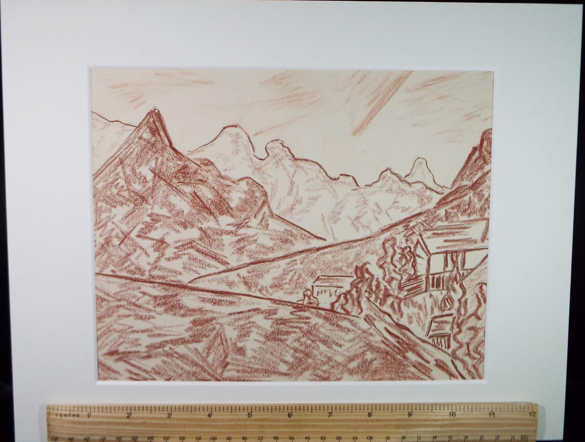 Original Pastel, 'Hilly Landscape', c1980's, Artist Unknown