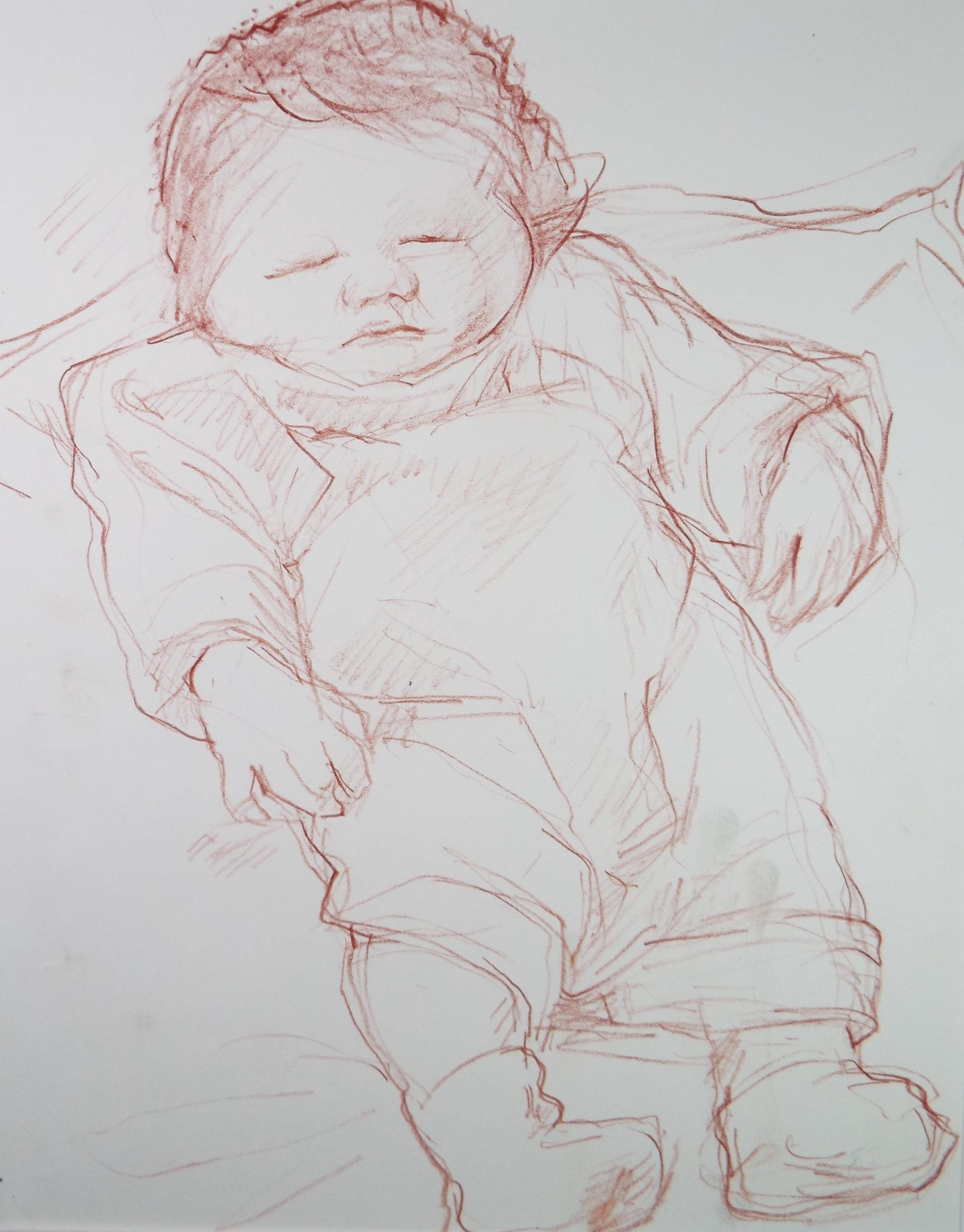 Original Pencil drawing 'Sleeping Baby', circa 1990's, John Gilbey Bowles (1929-2011)