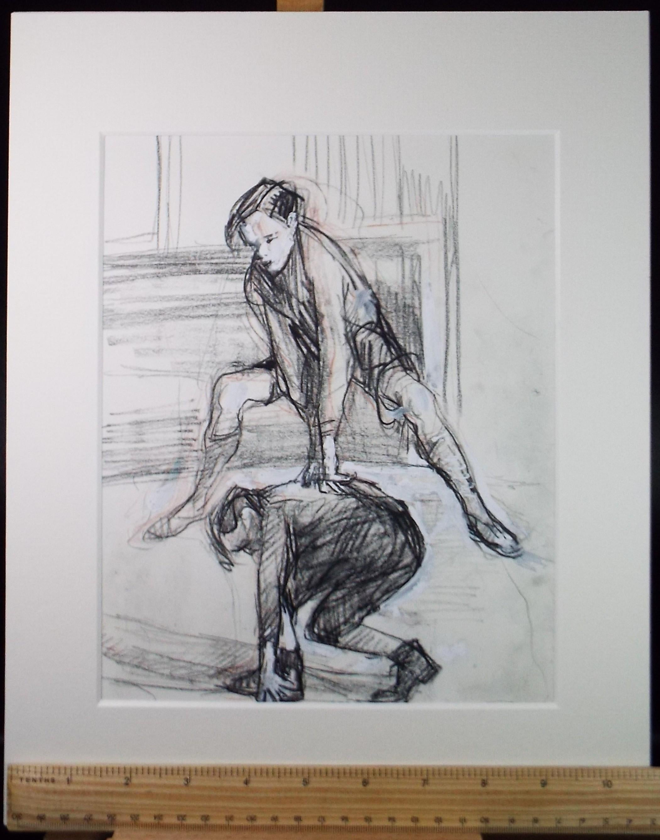 Original Pencil drawing heightened with white 'Leap Frog' circa 1990's, John Gilbey Bowles (1929-2011)