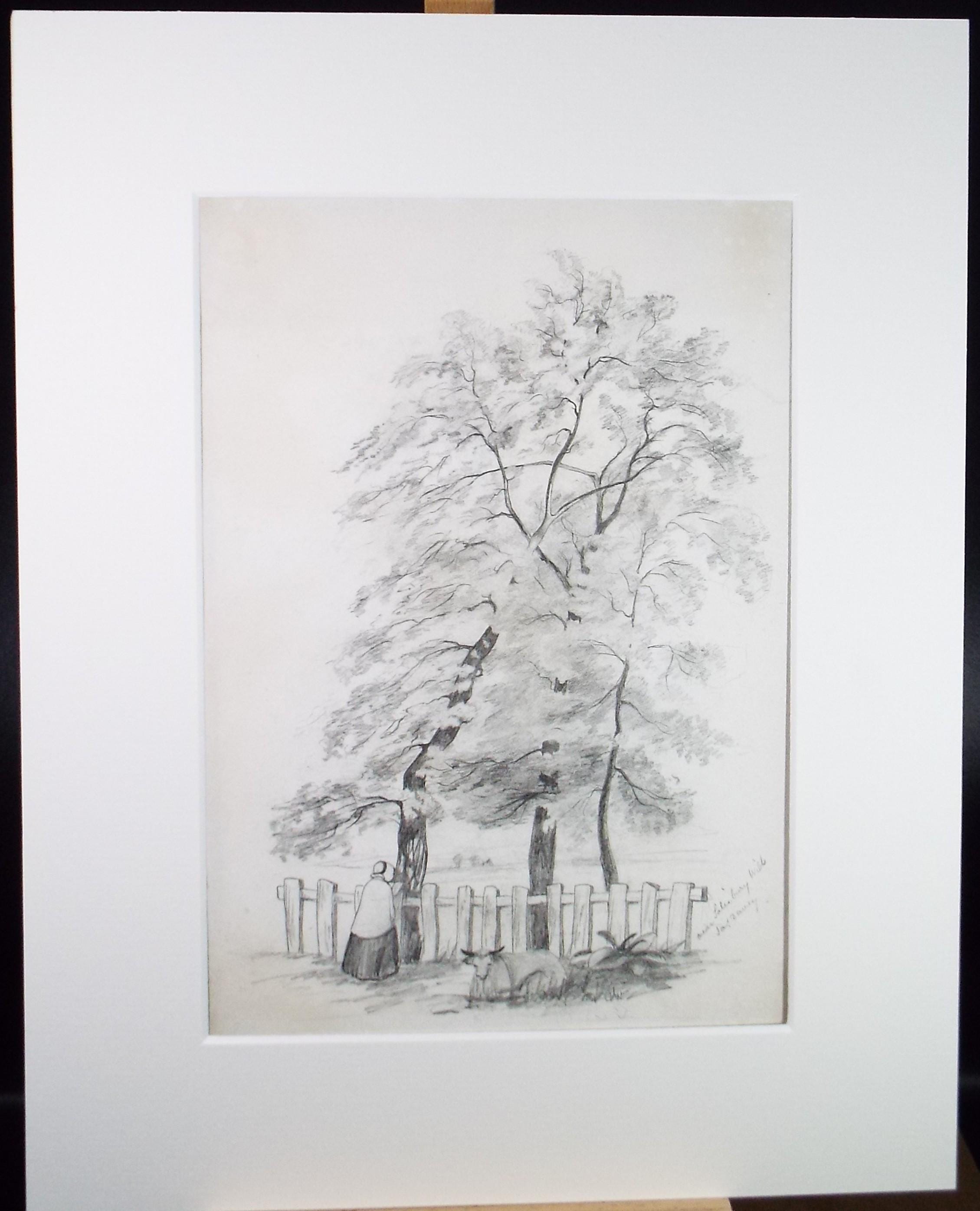 Original Pencil Drawing, 'Near Salisbury', Mid 19th Century, Unknown Artist