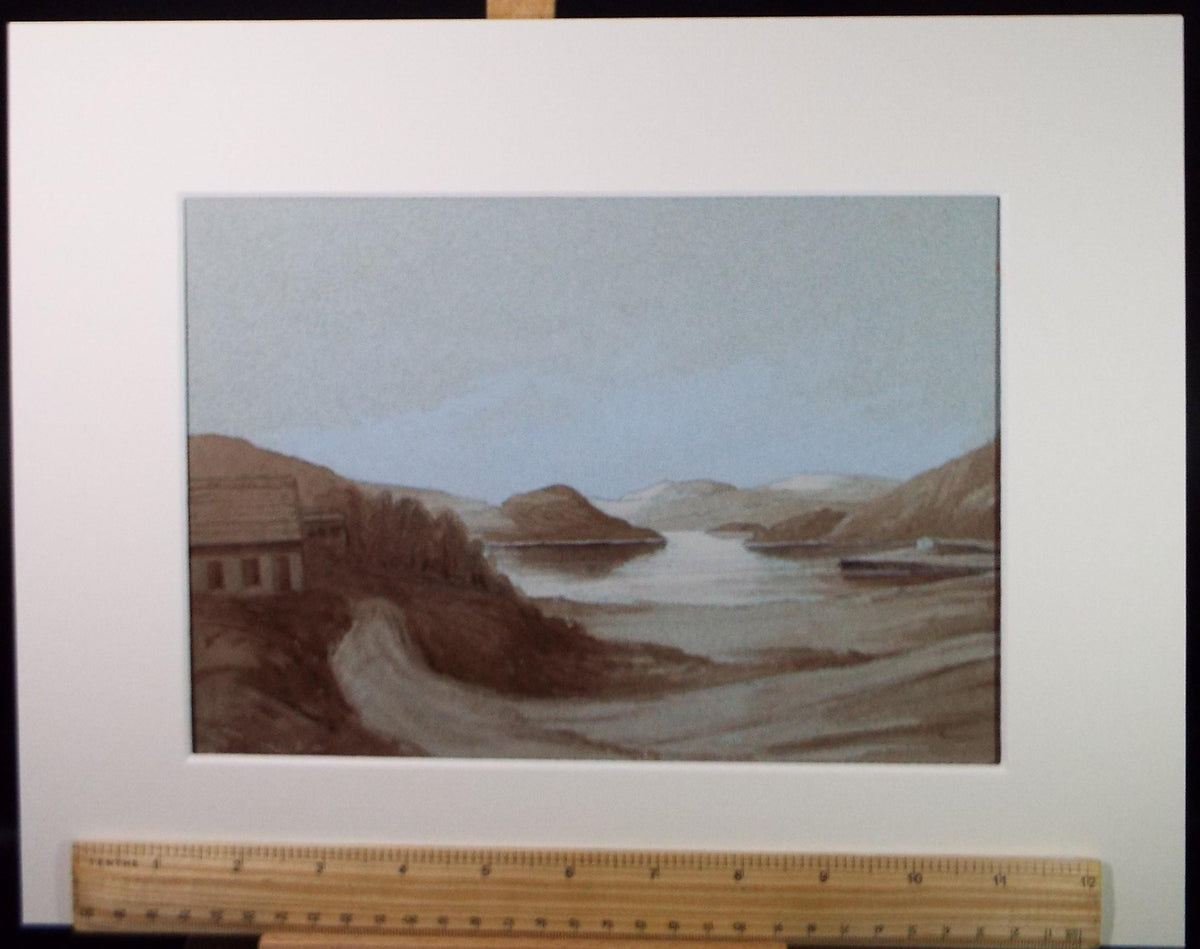 Original Watercolour, 'Lake landscape', late 19th Century