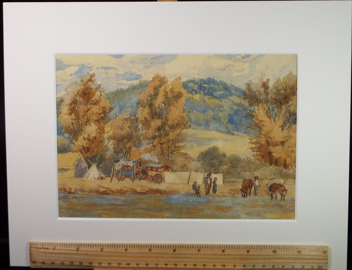 Original Watercolour,' Travellers Camp' c1920's,Artist Unknown