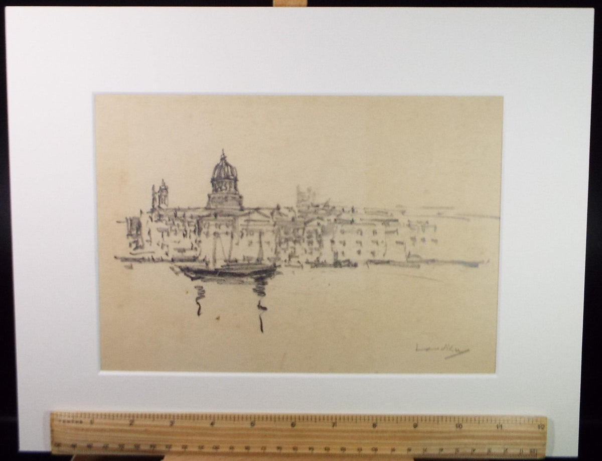 Lithograph 'View from the River' circa 1920's ,Lawrence Walker (1877-1967