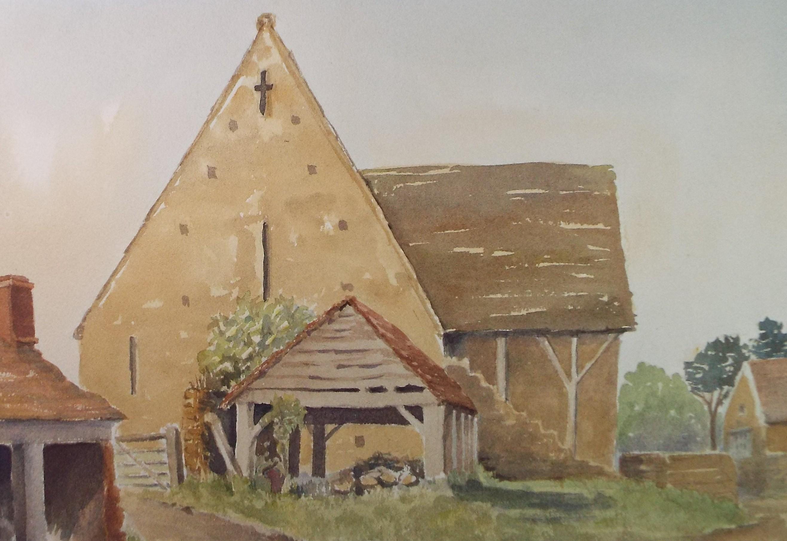 Original Watercolour, 'Farm Buildings', Circa 1950's