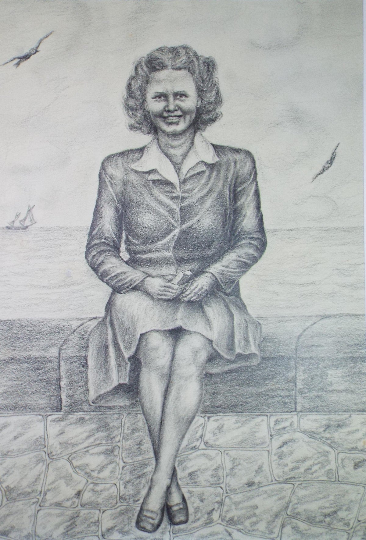 Original Pencil drawing, 'Portrait of a Woman', E Gaston Longley, Circa 1940's