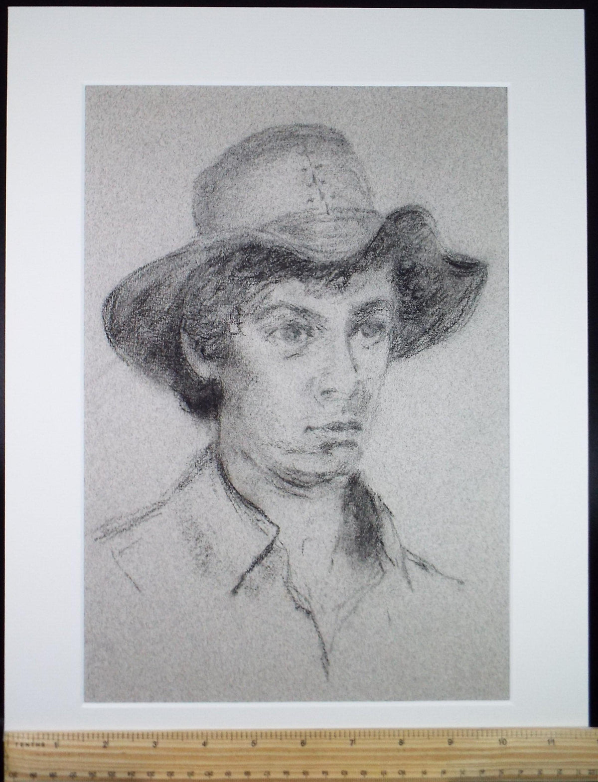 Original Pastel & Pencil,'Portrait of a Man in a hat', circa 1970's, Unknown artist