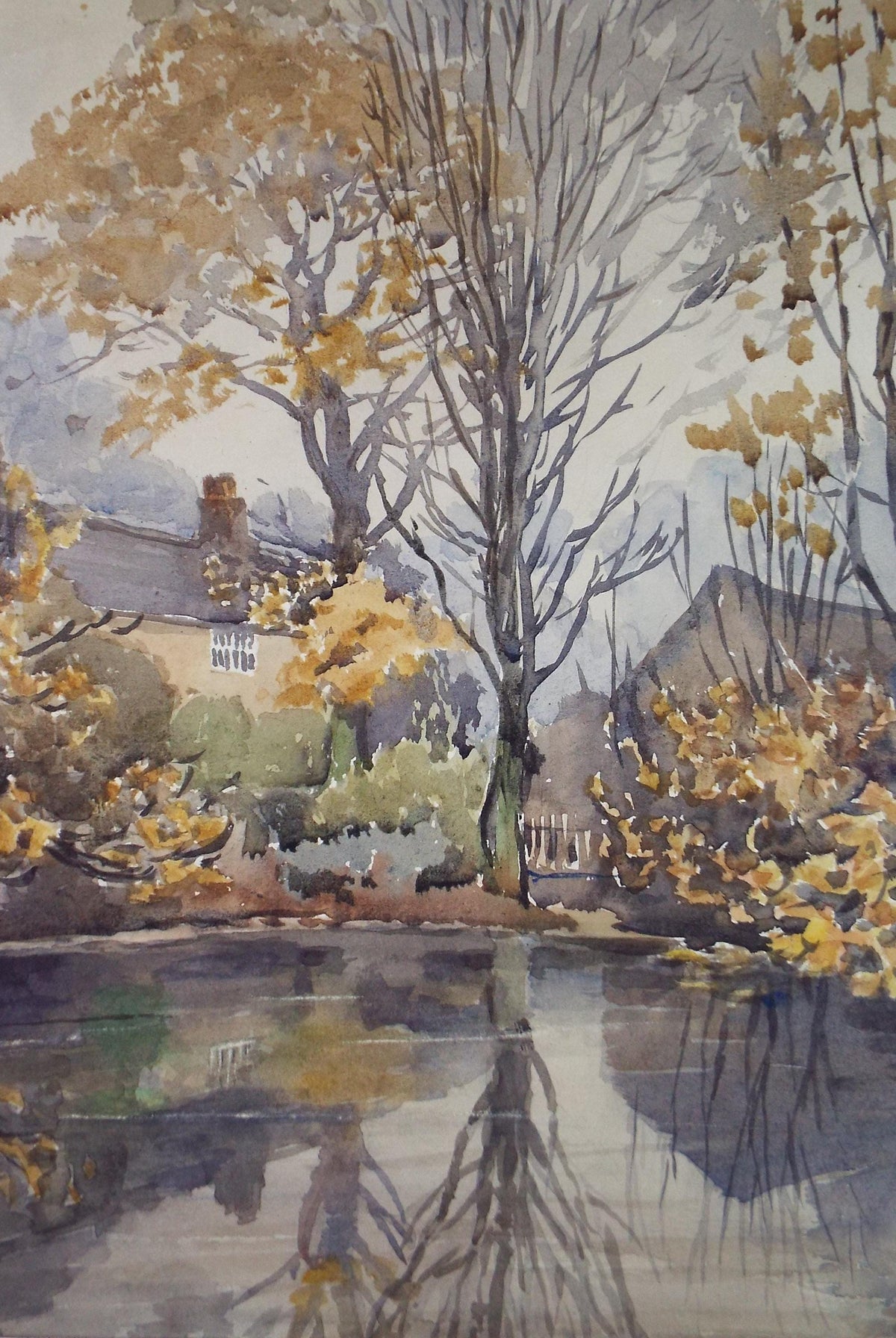 Original Watercolour 'Winter Pond', Circa 1970's, Richard A Siddall