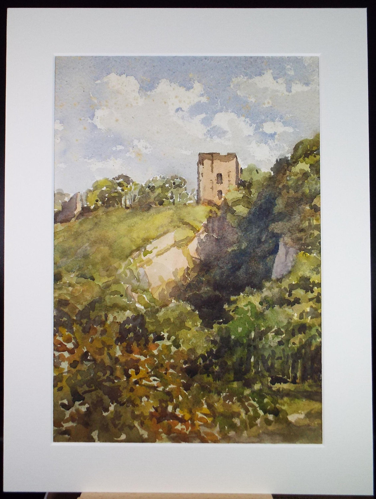 Original Watercolour 'Tower on the Hill', Circa 1950's, Richard A Siddall