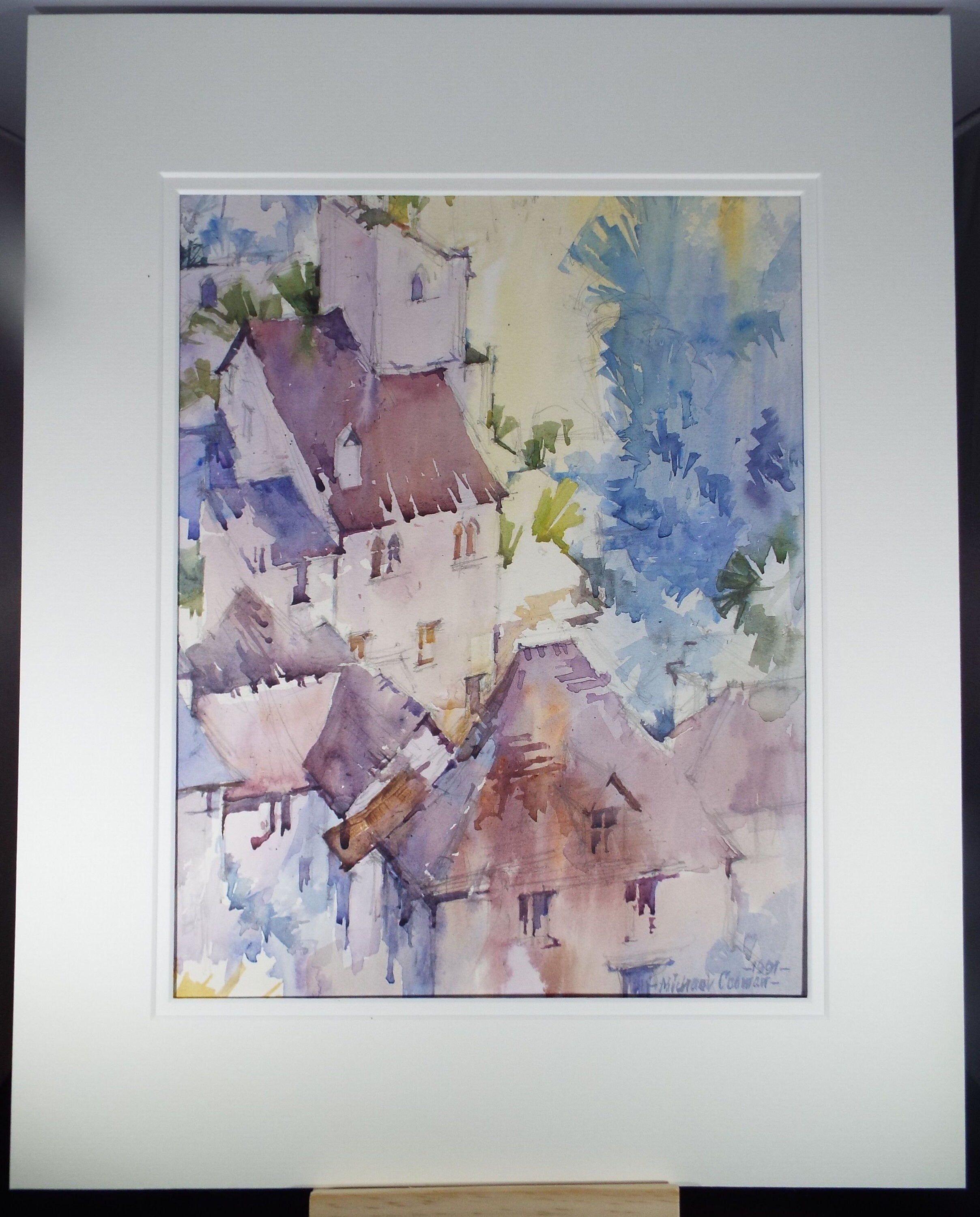 Michael Cadman RI ARCA (1920-2012) 1991 'Italian Mountain Village'- Original Watercolour on Paper, Double Mounted ready for framing