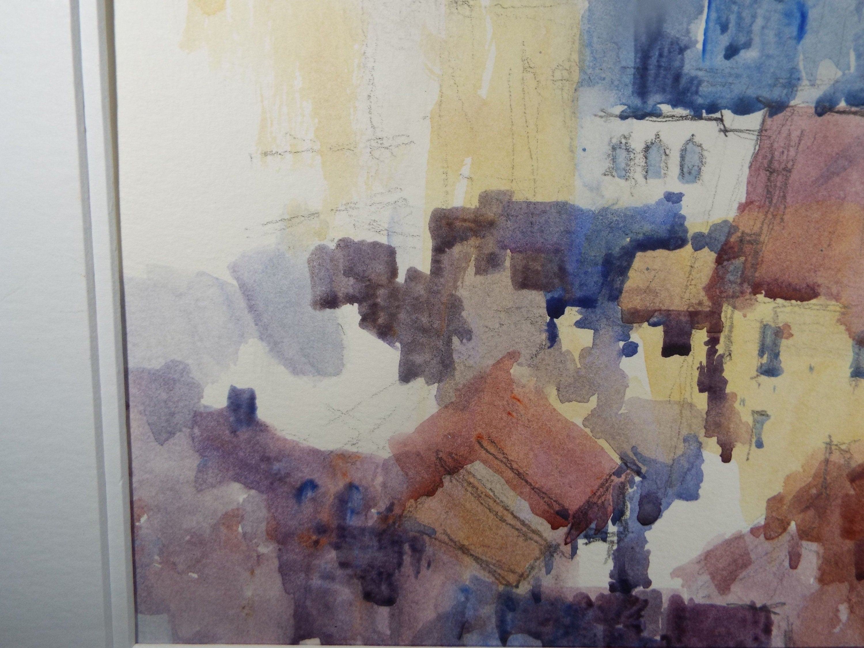 Michael Cadman RI ARCA (1920-2012) c1990's, 'Italian Mountain Village'- Original Watercolour on Paper, Double Mounted ready for framing