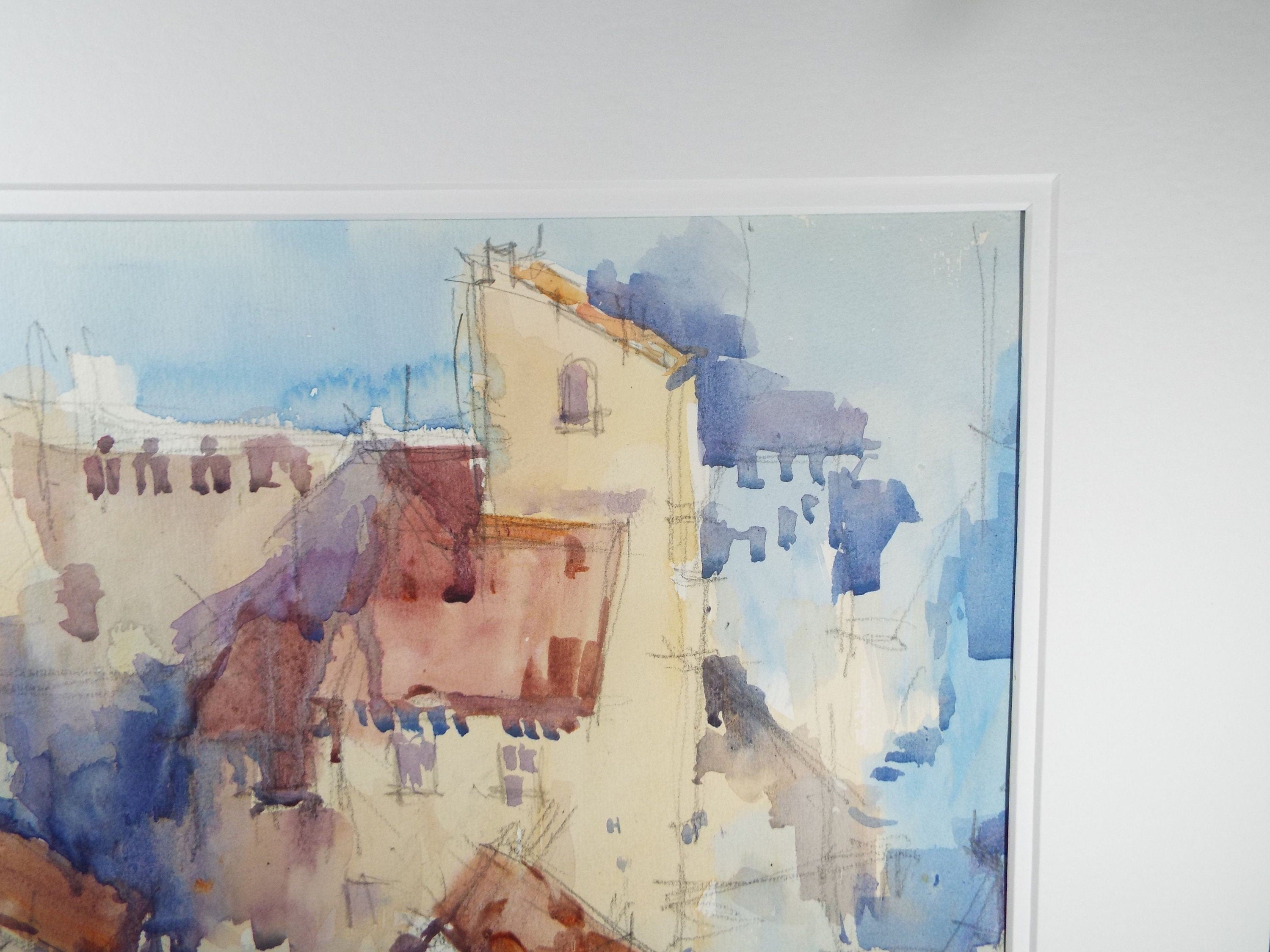 Michael Cadman RI ARCA (1920-2012) c1990's, 'Italian Mountain Village'- Original Watercolour on Paper, Double Mounted ready for framing