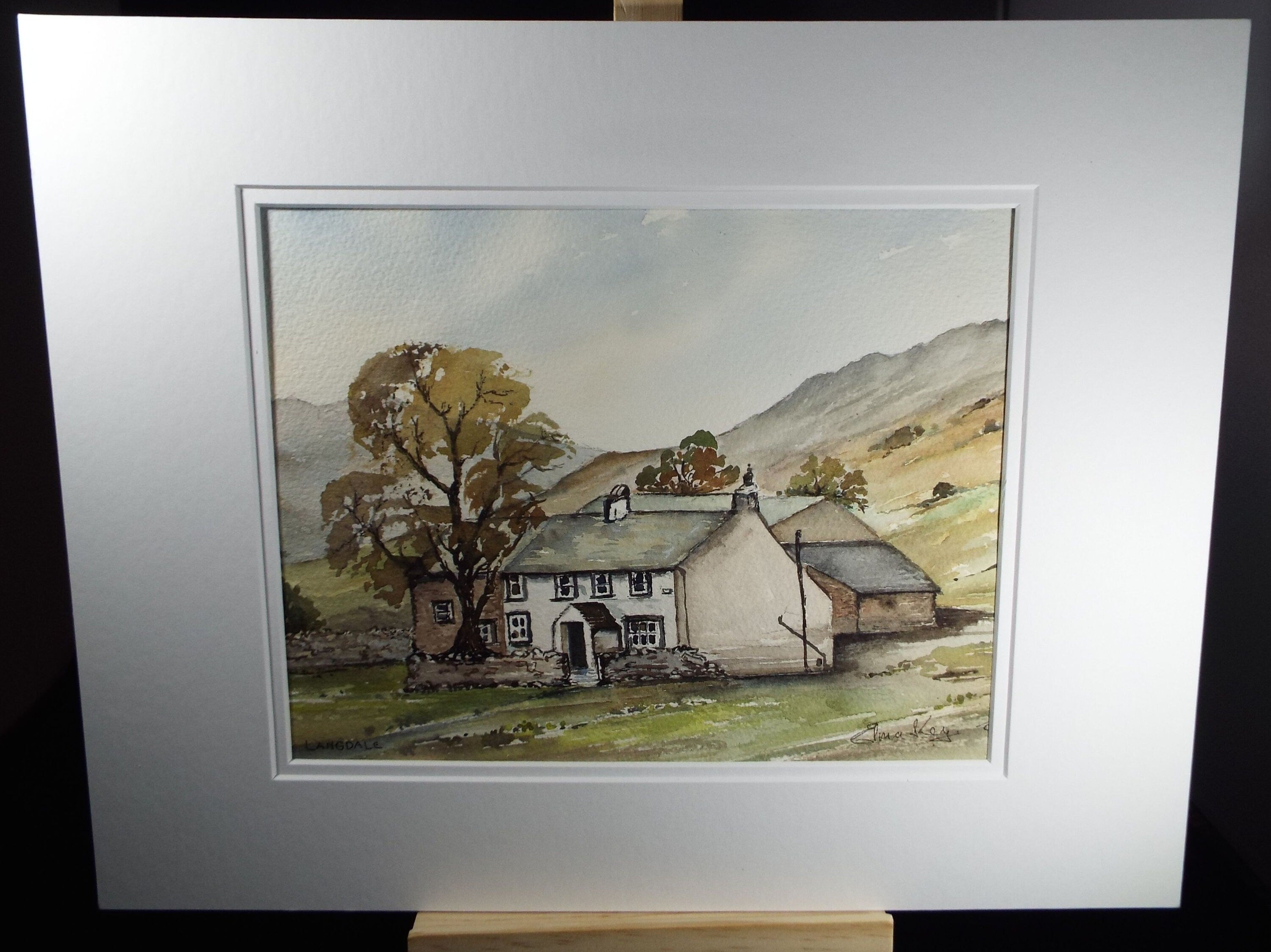 Elma Key (20-21st Century), British, Middle Fell Place, Langdale' - Original Watercolour on Paper, Double Mounted ready for framing