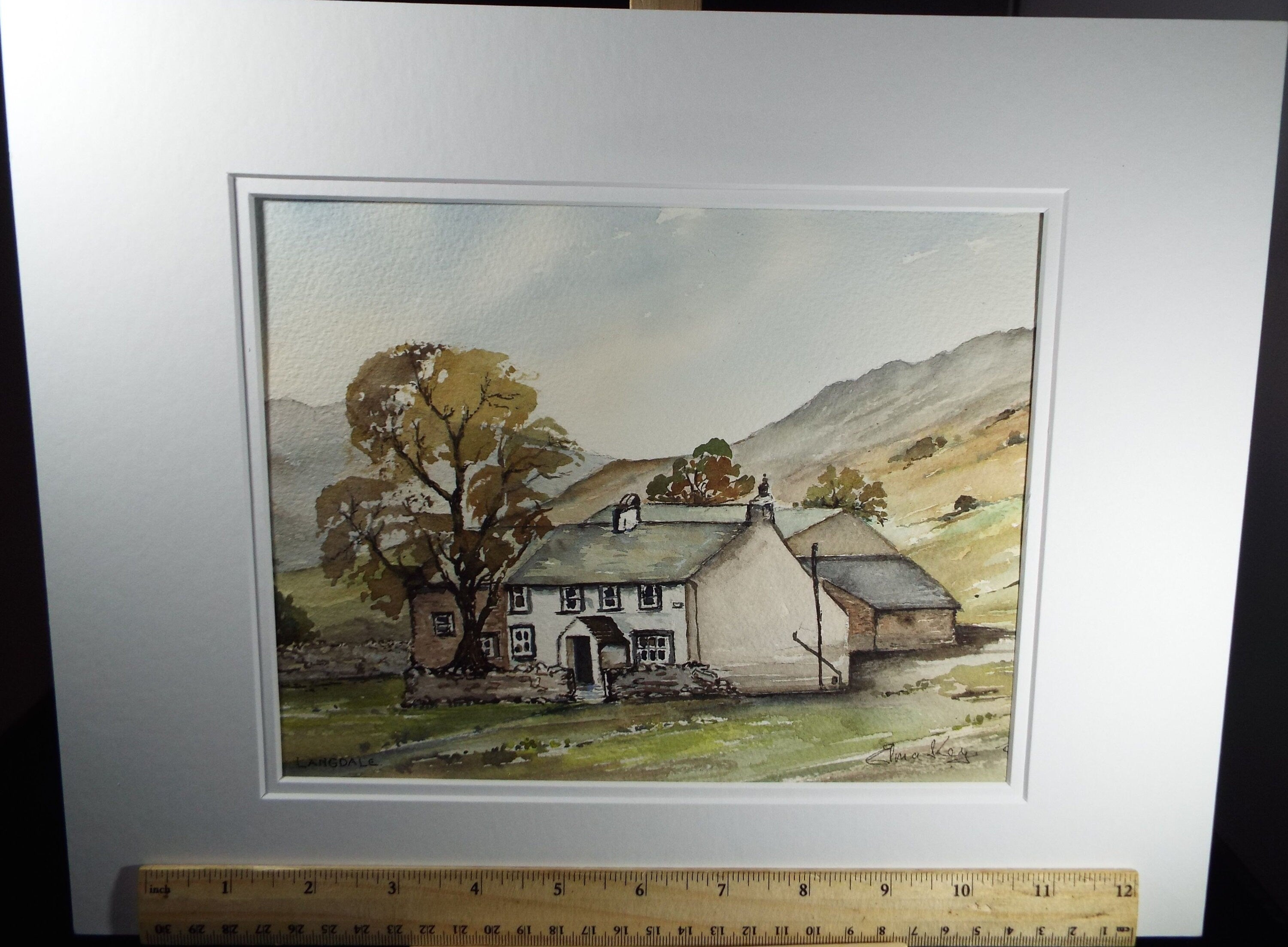 Elma Key (20-21st Century), British, Middle Fell Place, Langdale' - Original Watercolour on Paper, Double Mounted ready for framing