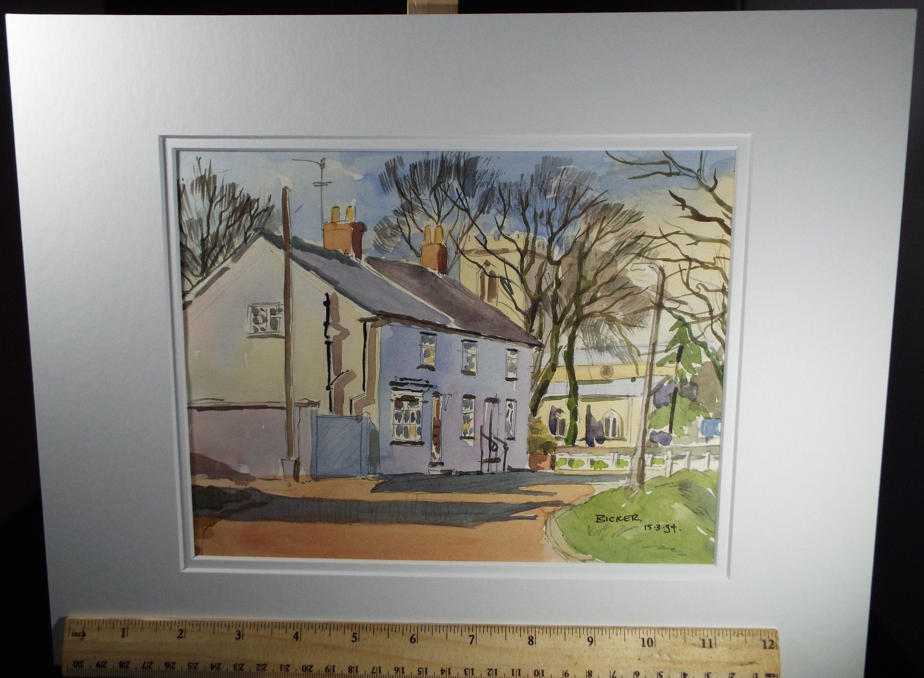 Terry Shelbourne (1930-2020), British 'Bicker, Lincolnshire' - Original Watercolour on Paper, Double Mounted ready for framing