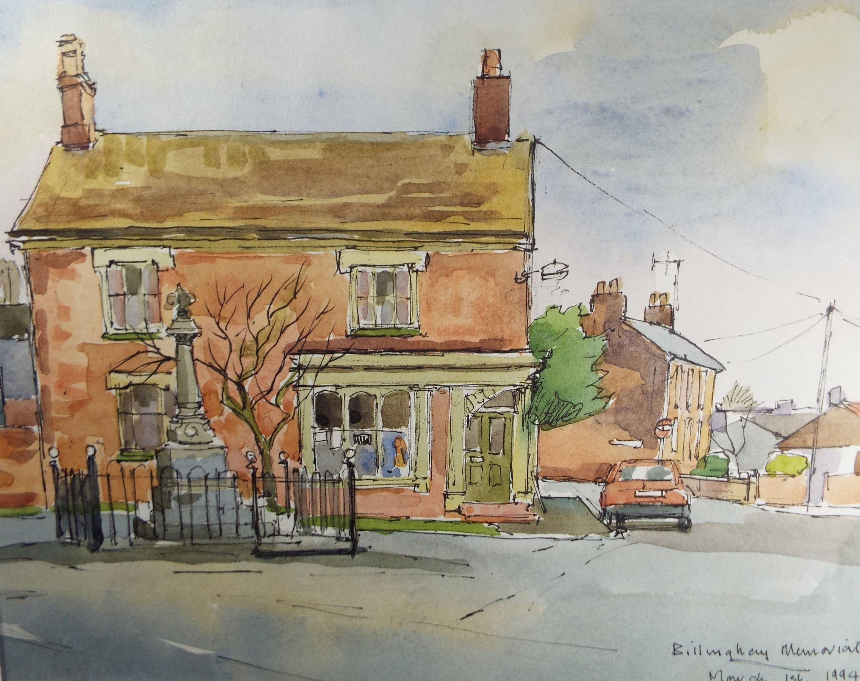 Terry Shelbourne (1930-2020), British, 'Billinghay Memorial Lincolnshire' - Original Watercolour on Paper, Double Mounted ready for framing