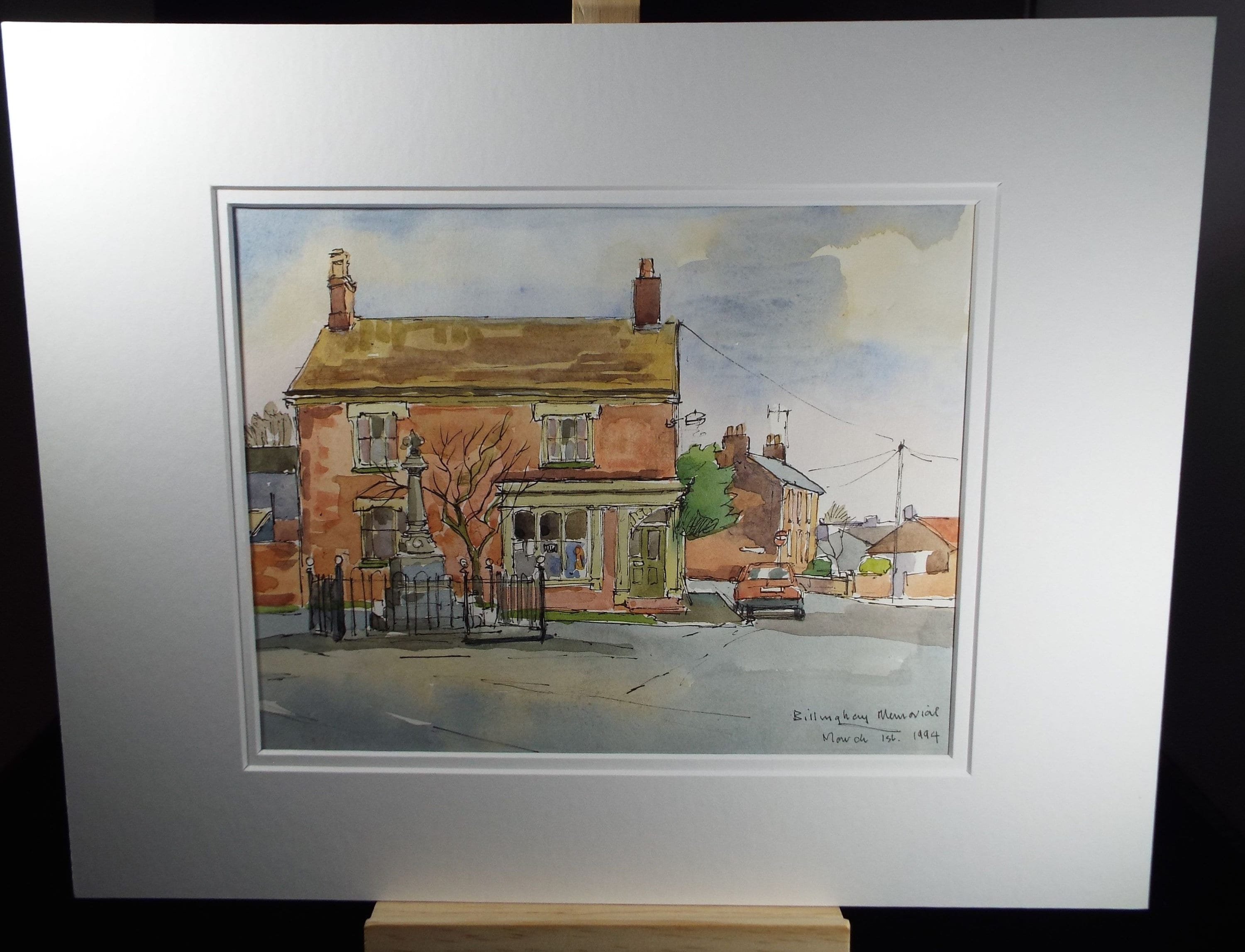 Terry Shelbourne (1930-2020), British, 'Billinghay Memorial Lincolnshire' - Original Watercolour on Paper, Double Mounted ready for framing