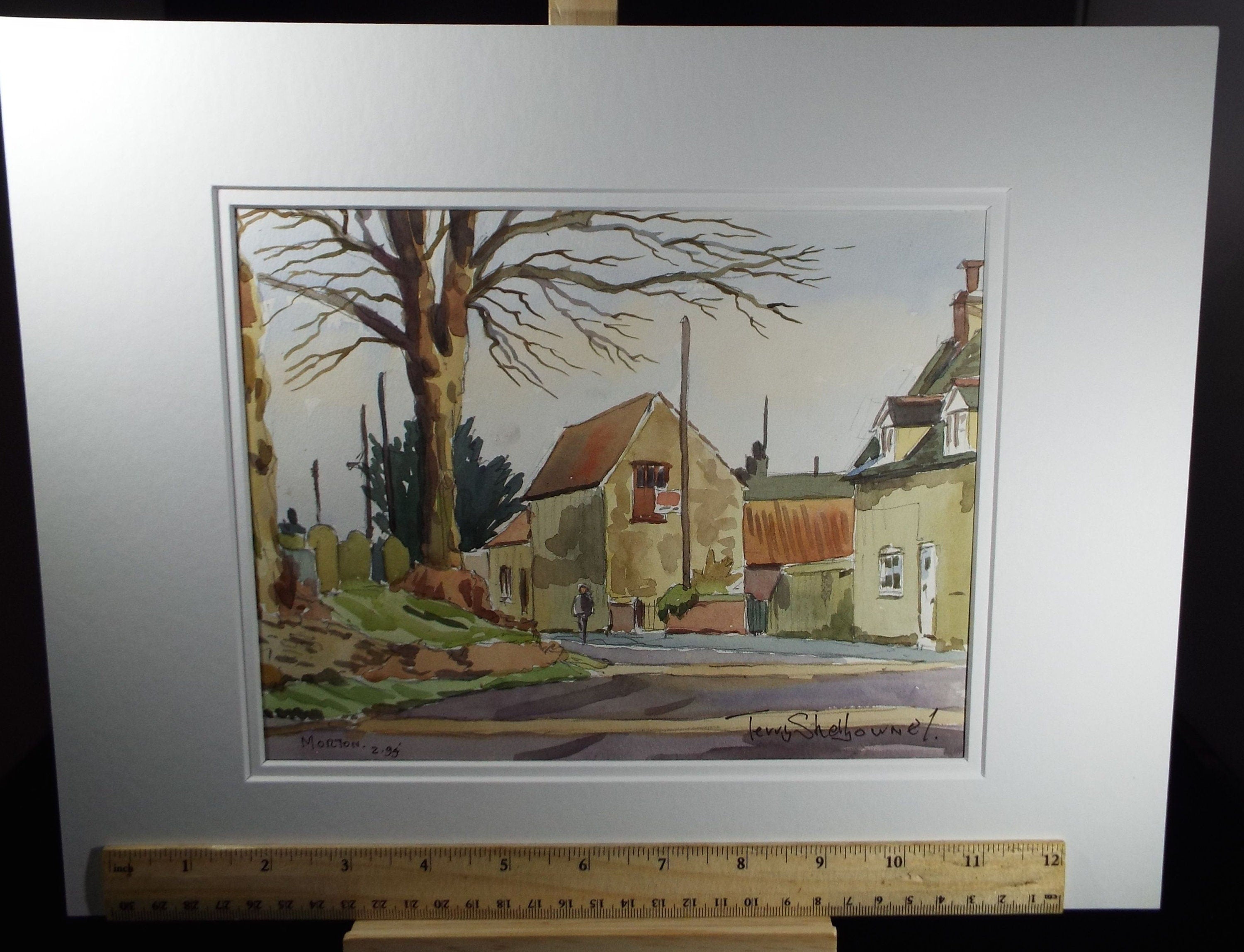 Terry Shelbourne (1930-2020), British, 'Morton, Lincolnshire' - Original Watercolour on Paper, Double Mounted ready for framing