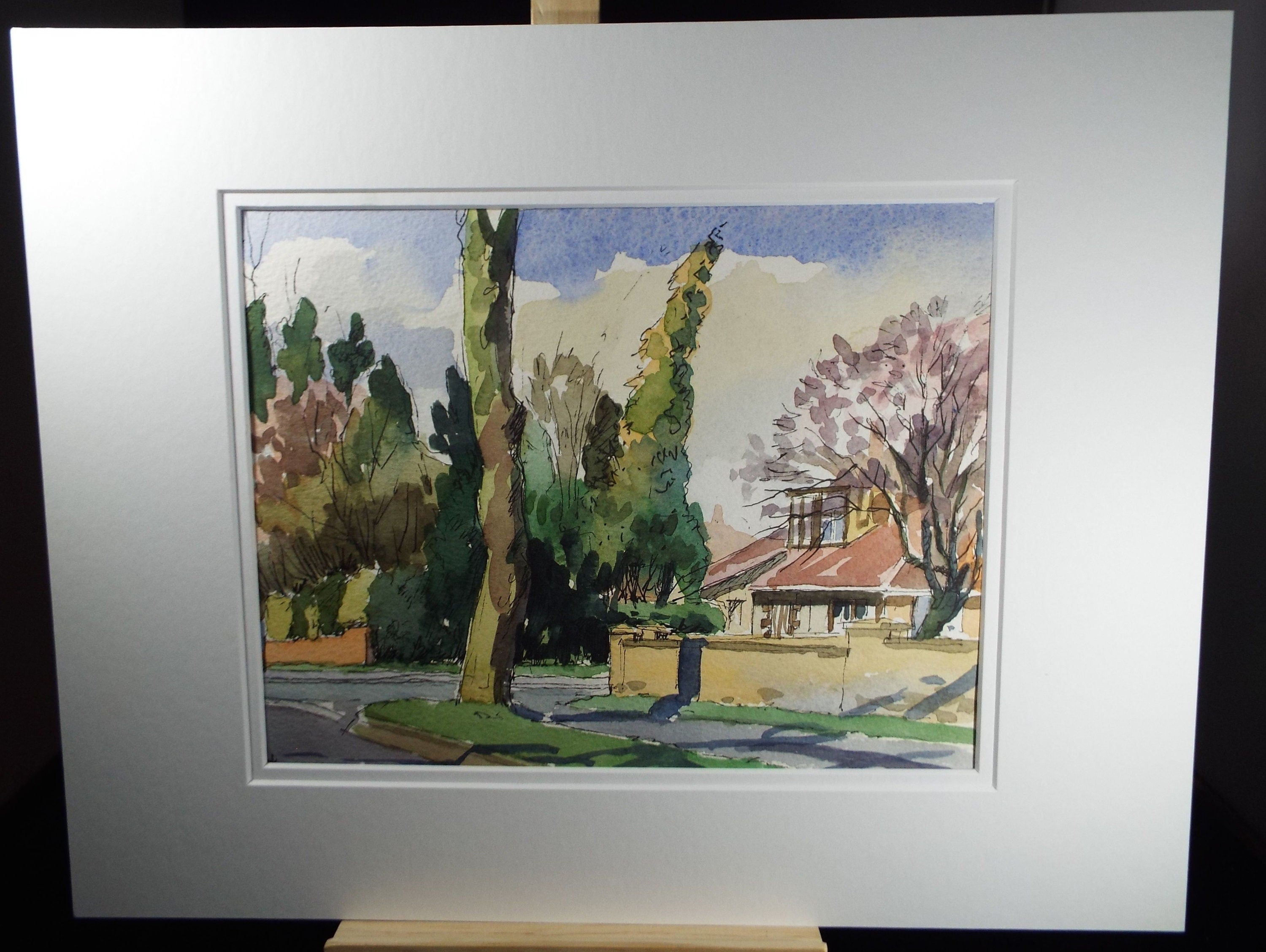 Terry Shelbourne (1930-2020), British, 'Hill Avenue, Lincolnshire' - Original Watercolour on Paper, Double Mounted ready for framing