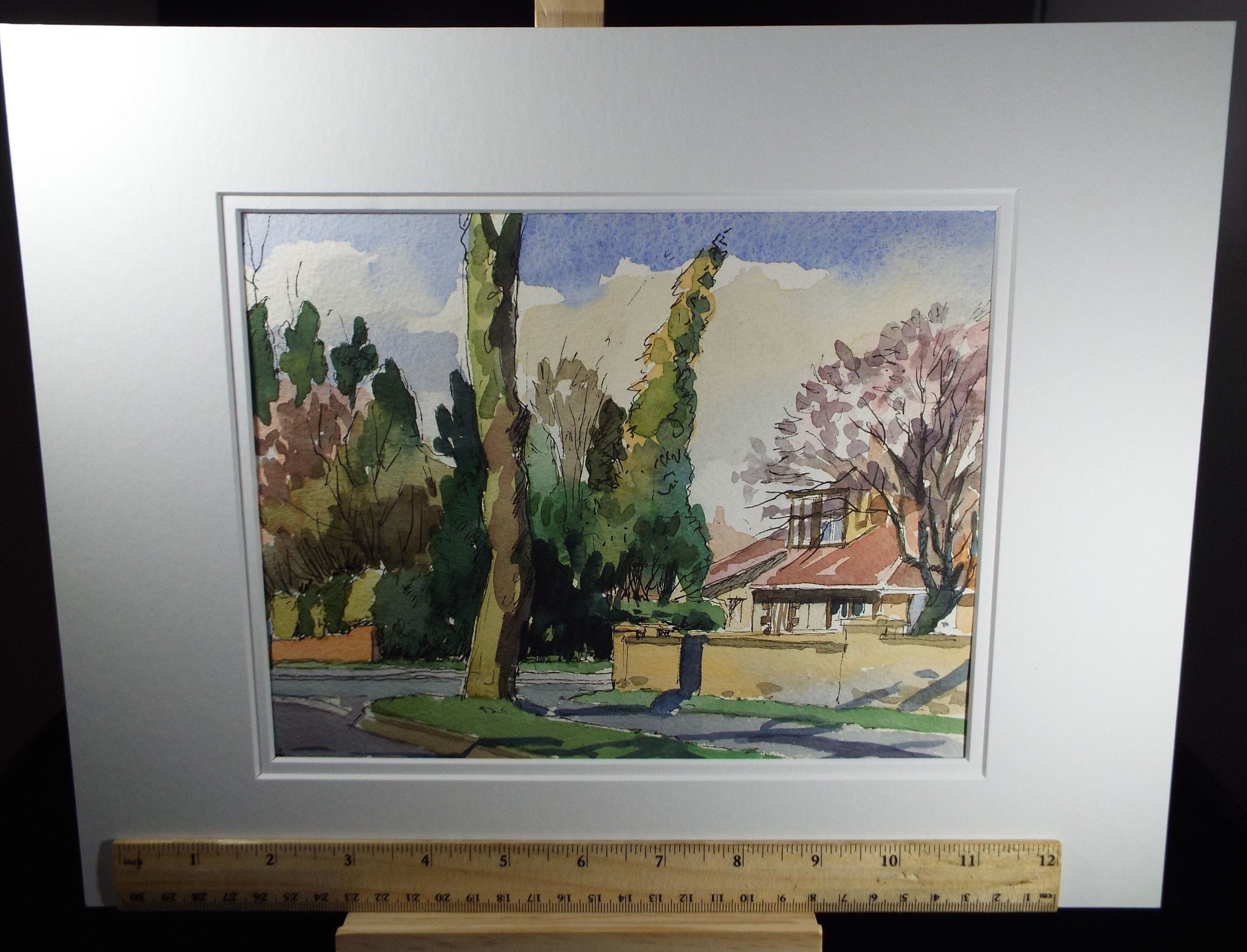 Terry Shelbourne (1930-2020), British, 'Hill Avenue, Lincolnshire' - Original Watercolour on Paper, Double Mounted ready for framing