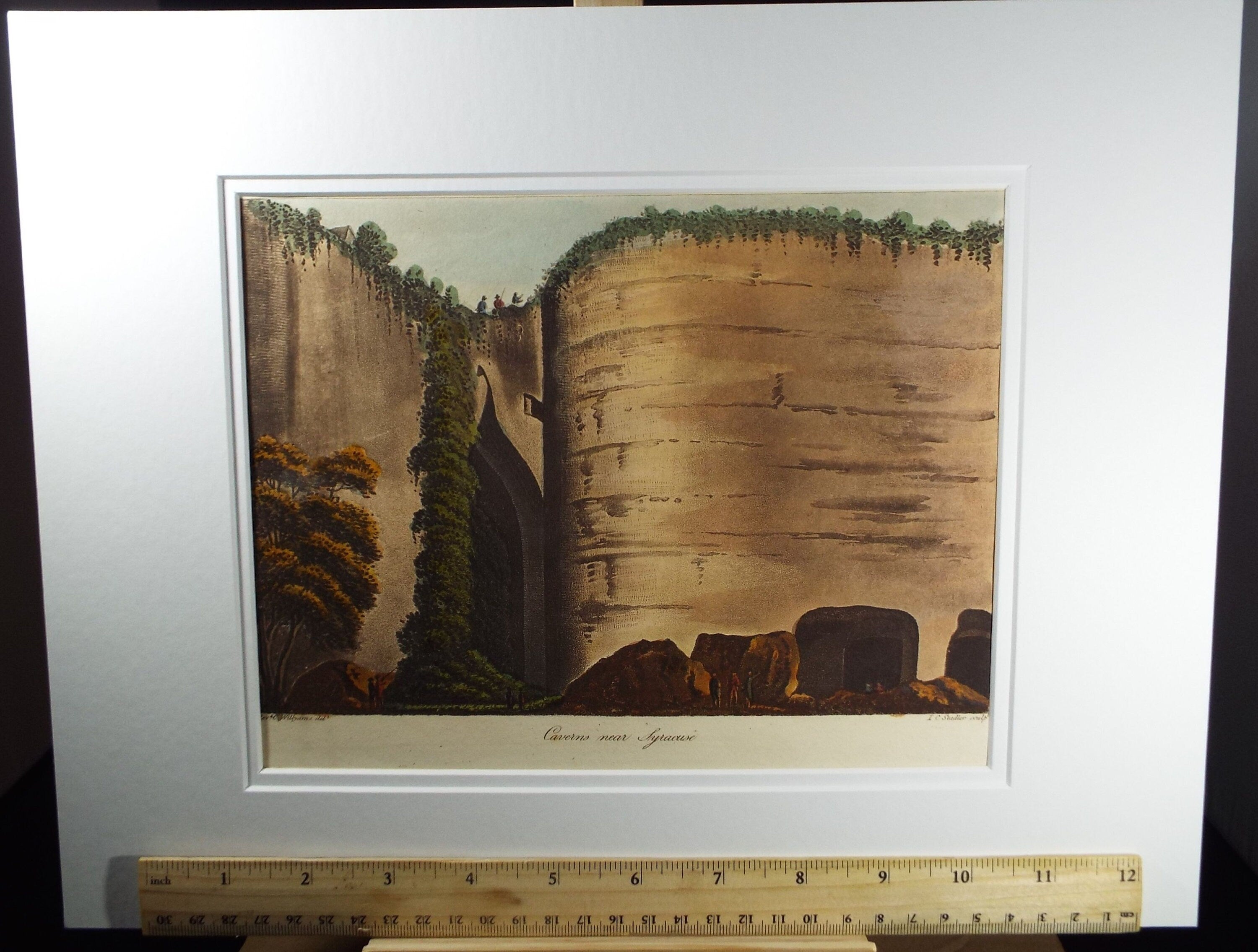 Original Aquatint, Rev. Cooper Williams & J. C. Stadler, 1798 - 'Caverns near Syracuse' from 'A Voyage up the Mediterranean'