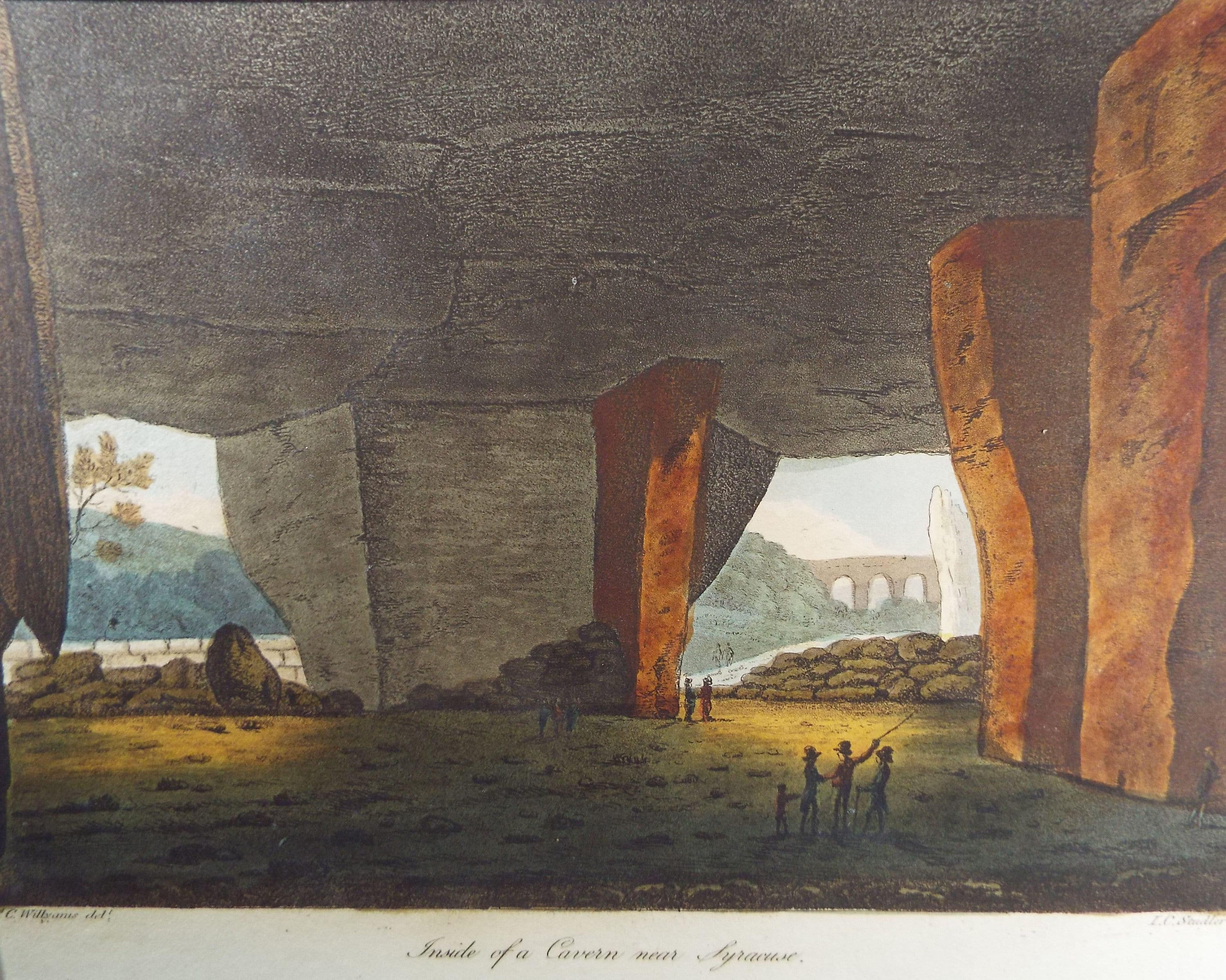 Original Aquatint, Rev. Cooper Williams & J. C. Stadler, 1798 - 'Inside a Cavern near Syracuse' from 'A Voyage up the Mediterranean'