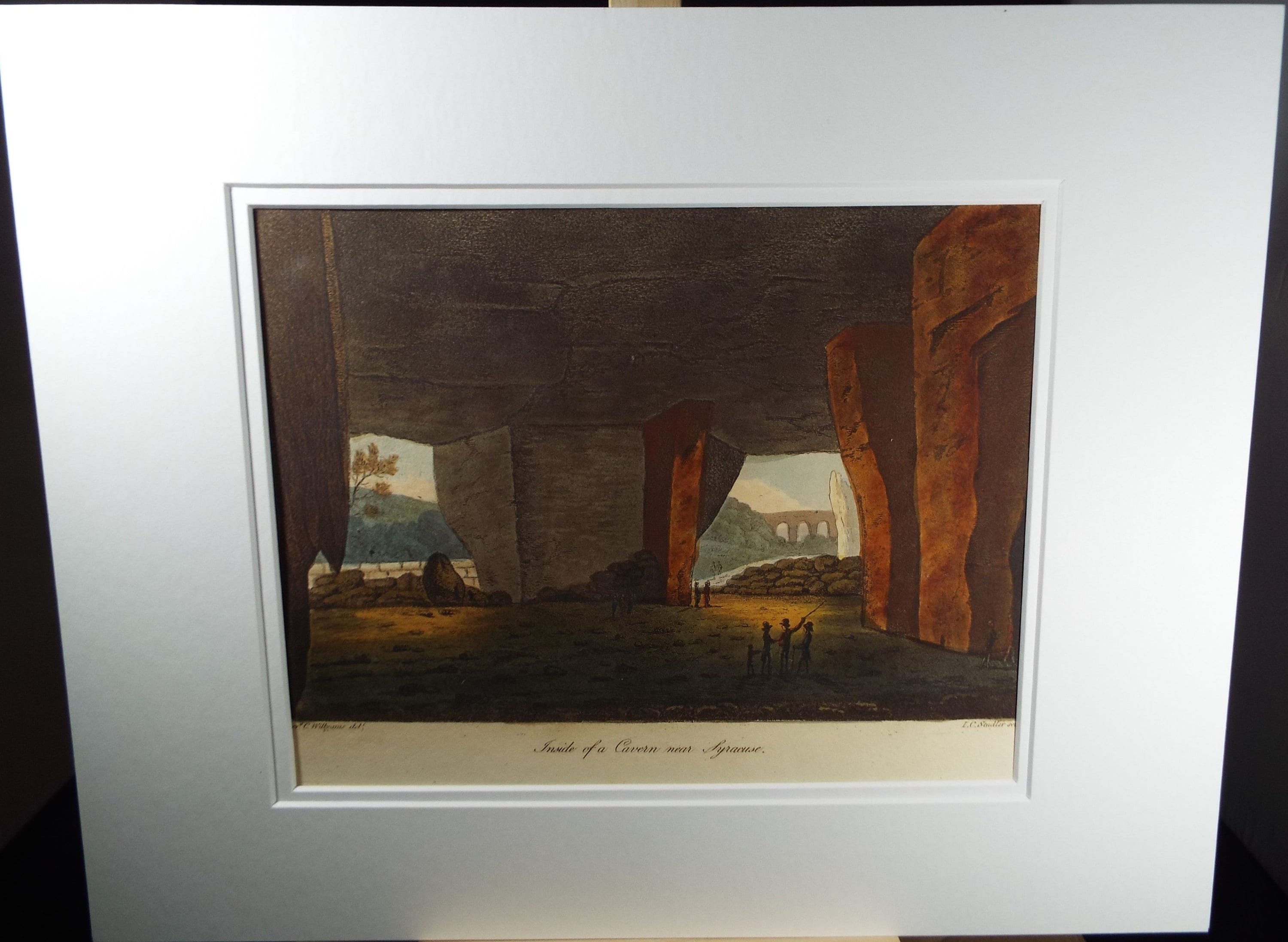 Original Aquatint, Rev. Cooper Williams & J. C. Stadler, 1798 - 'Inside a Cavern near Syracuse' from 'A Voyage up the Mediterranean'