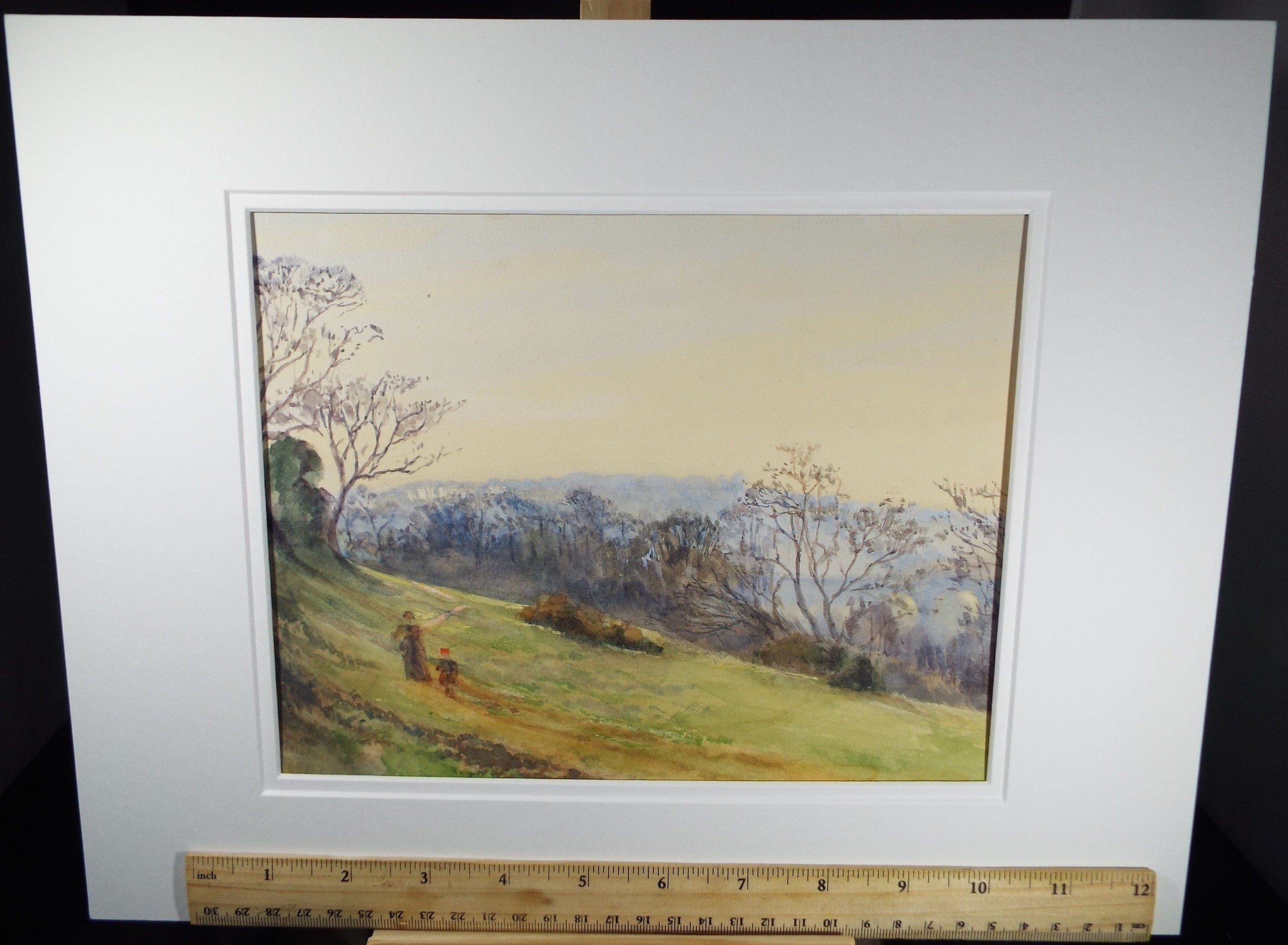 Original Watercolour, 'A Country Walk, Winter', 1909, Gabriel Thompson (1861-c1935)