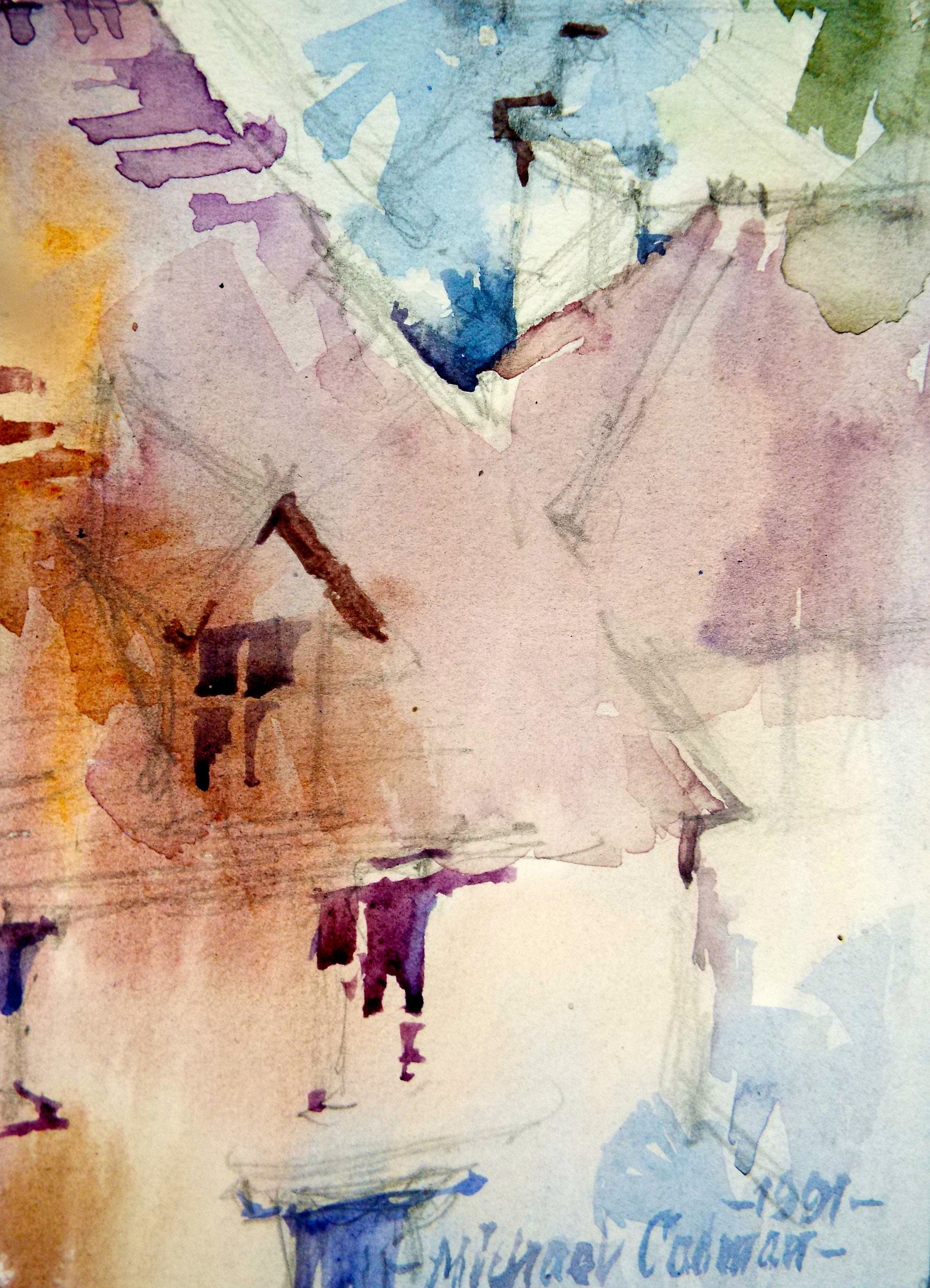 Michael Cadman RI ARCA (1920-2012) 1991 'Italian Mountain Village'- Original Watercolour on Paper, Double Mounted ready for framing