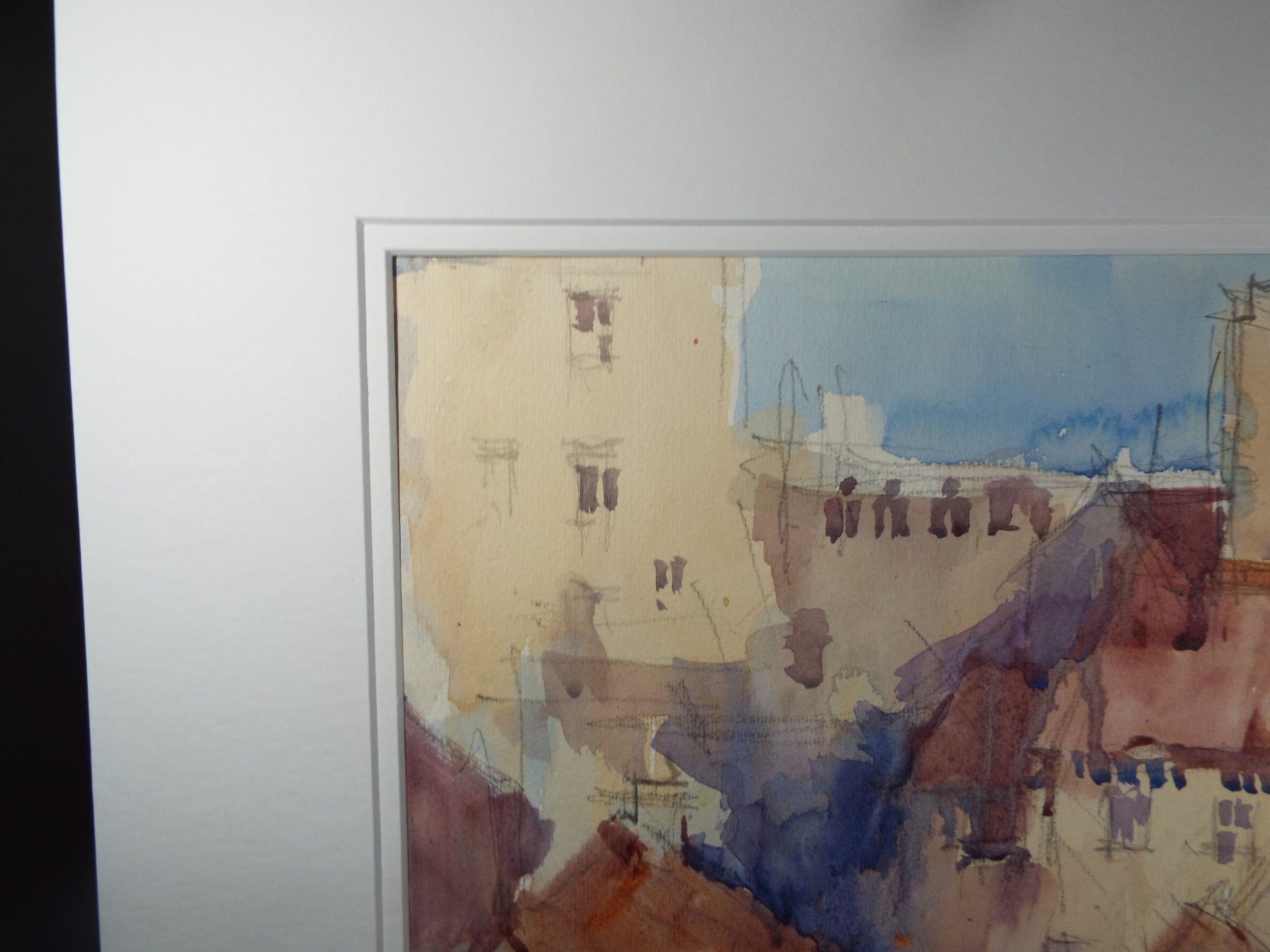 Michael Cadman RI ARCA (1920-2012) c1990's, 'Italian Mountain Village'- Original Watercolour on Paper, Double Mounted ready for framing