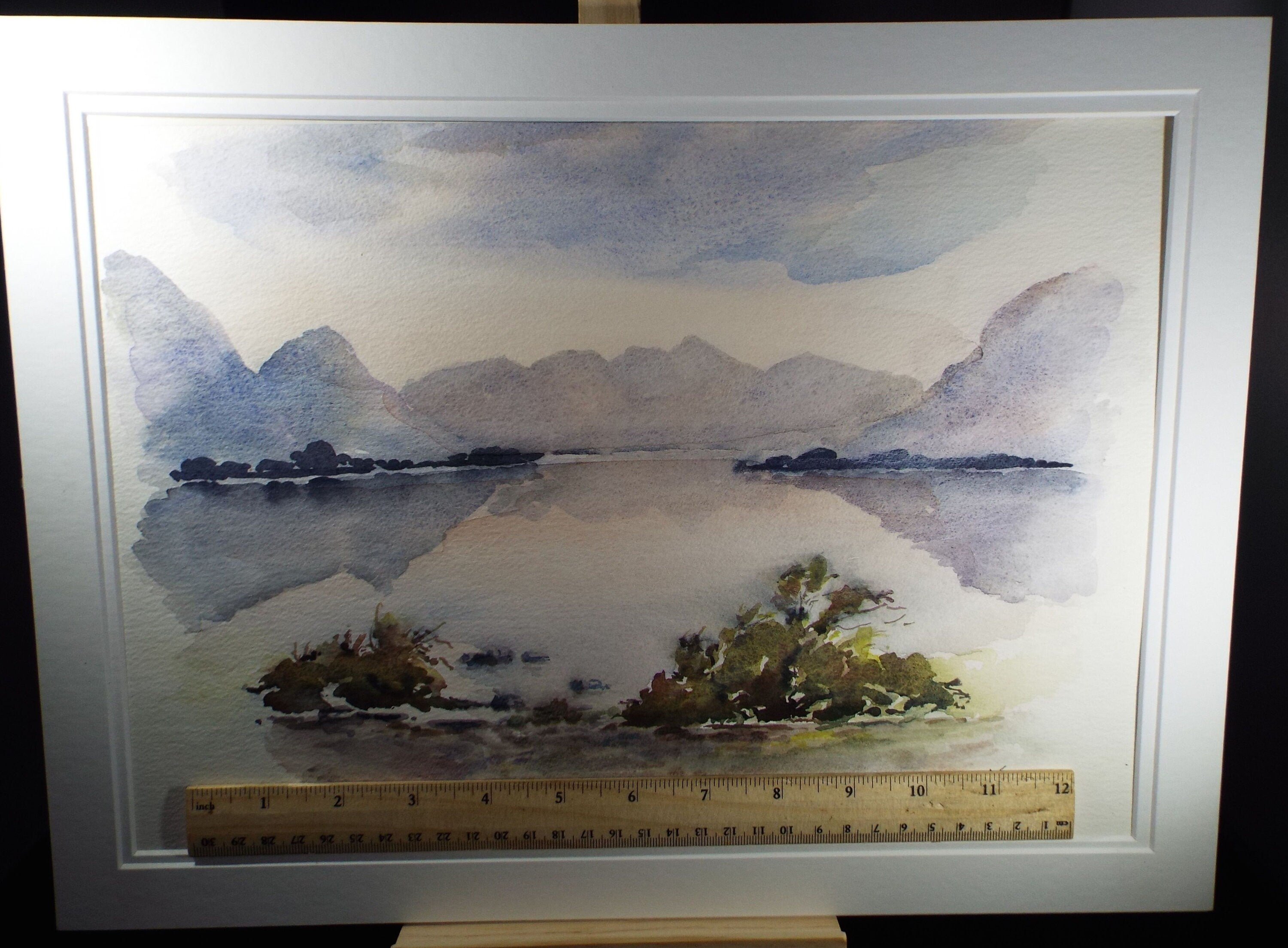 Elma Key (20-21st Century), British , 'Lake District - Misty Lake'- Original Watercolour on Paper, Double Mounted ready for framing