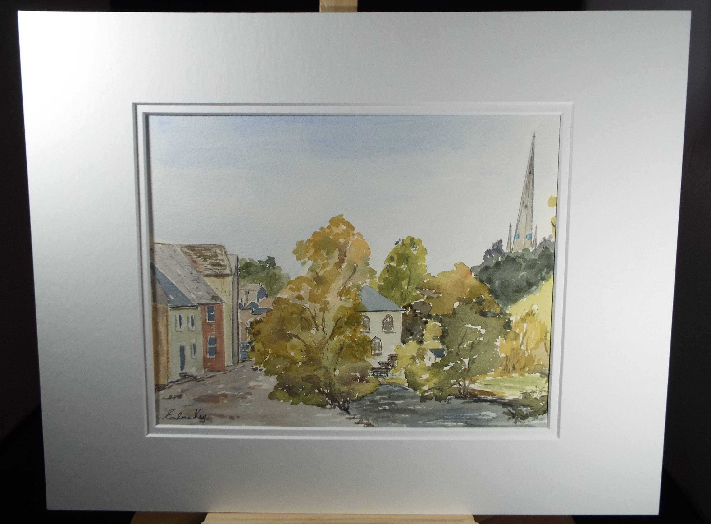 Lake District Watercolour on Paper, Elma Key (20-21st Century), British 'Lake District - Cockermouth', Double Mounted ready for framing