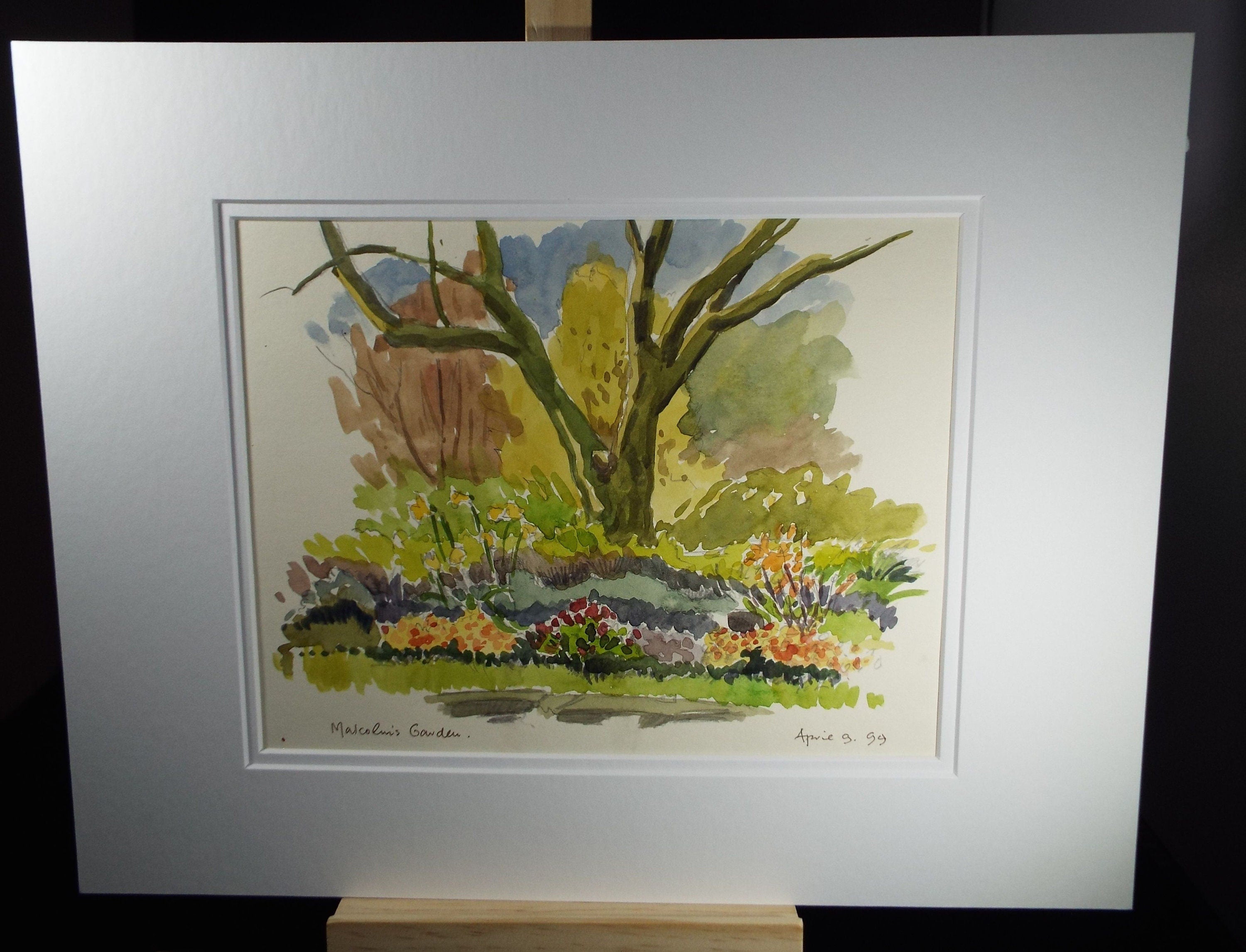 Terry Shelbourne (1930-2020), British, 'Malcolm's Garden' - Original Watercolour on Paper, Double Mounted ready for framing