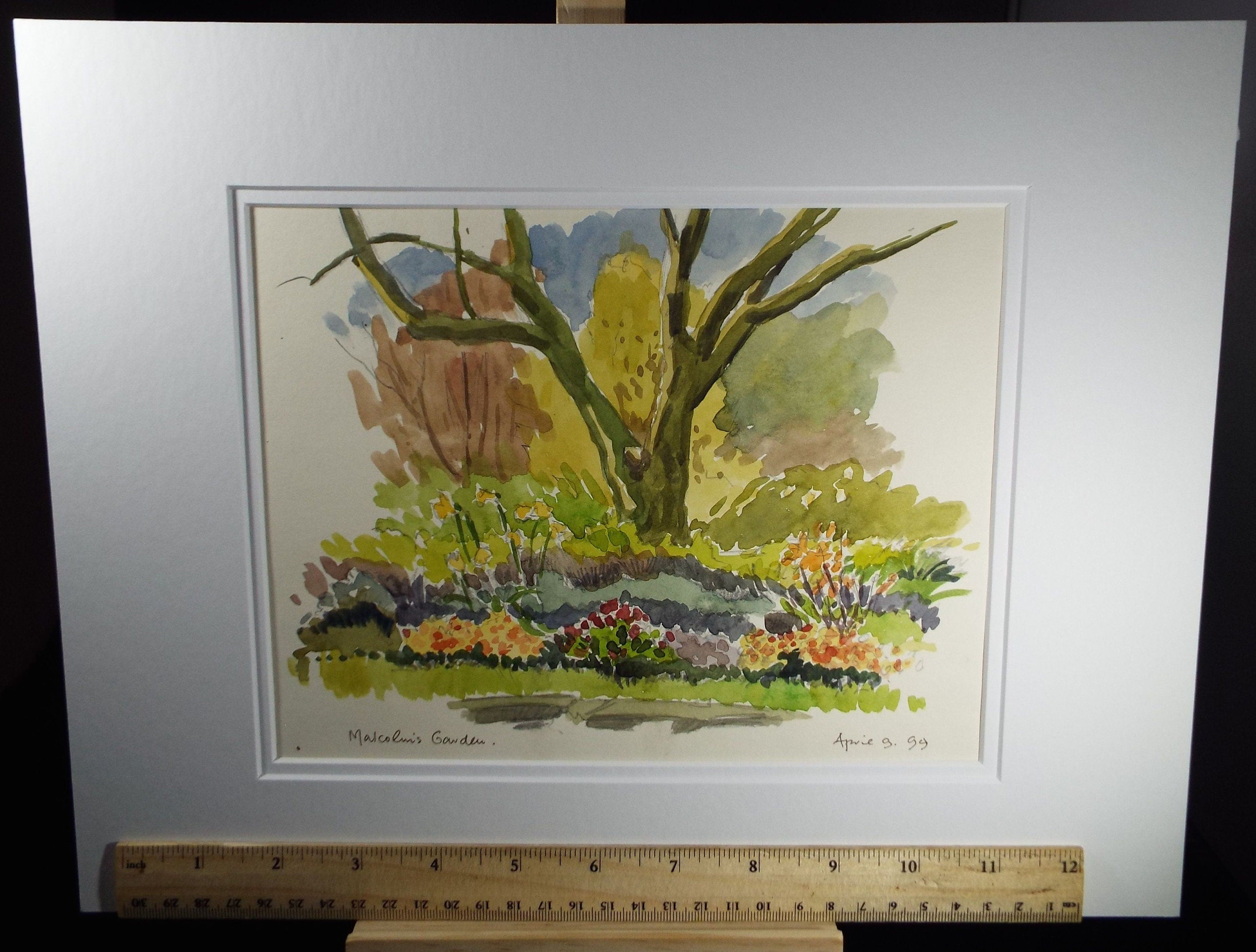 Terry Shelbourne (1930-2020), British, 'Malcolm's Garden' - Original Watercolour on Paper, Double Mounted ready for framing