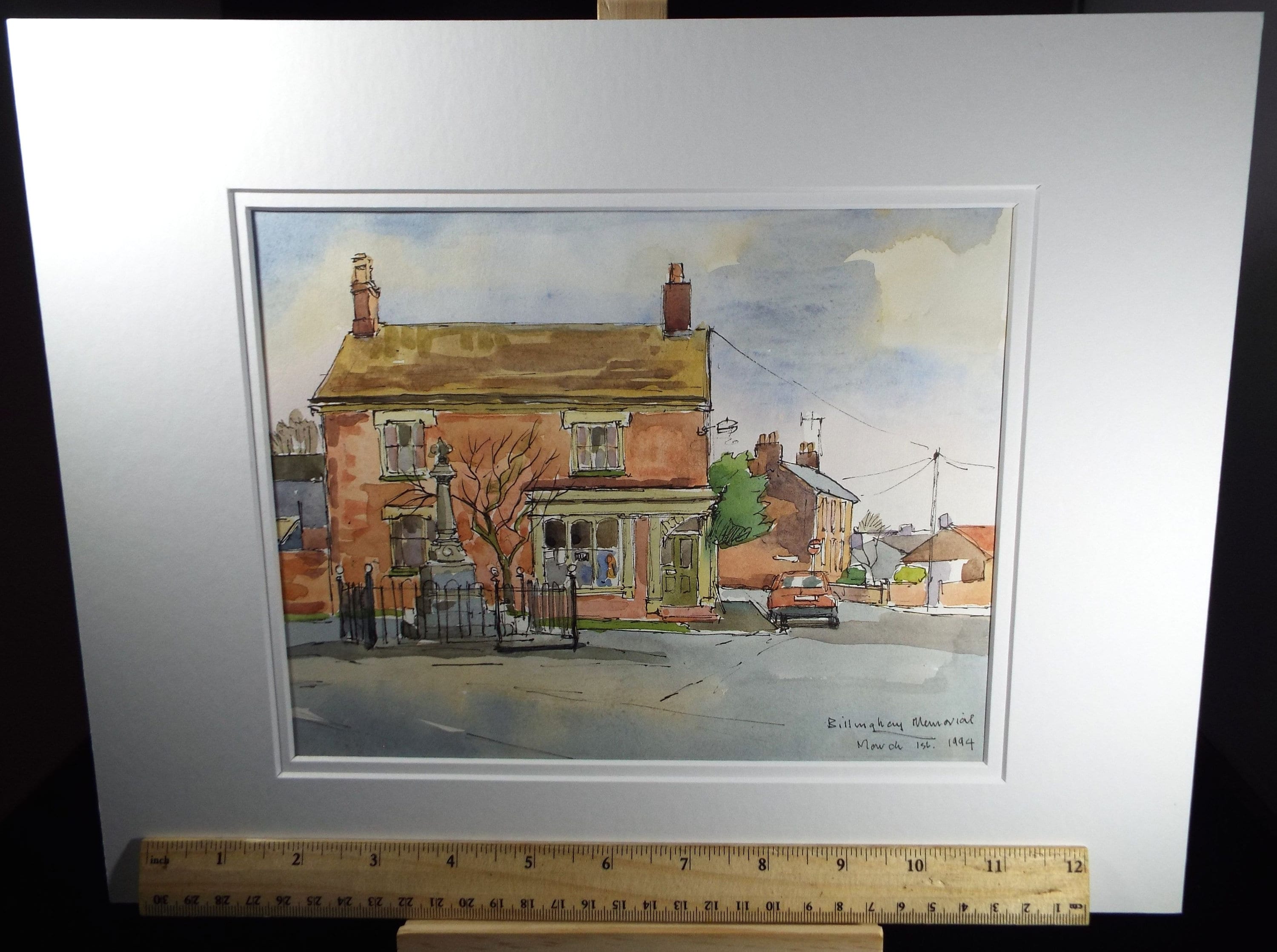 Terry Shelbourne (1930-2020), British, 'Billinghay Memorial Lincolnshire' - Original Watercolour on Paper, Double Mounted ready for framing