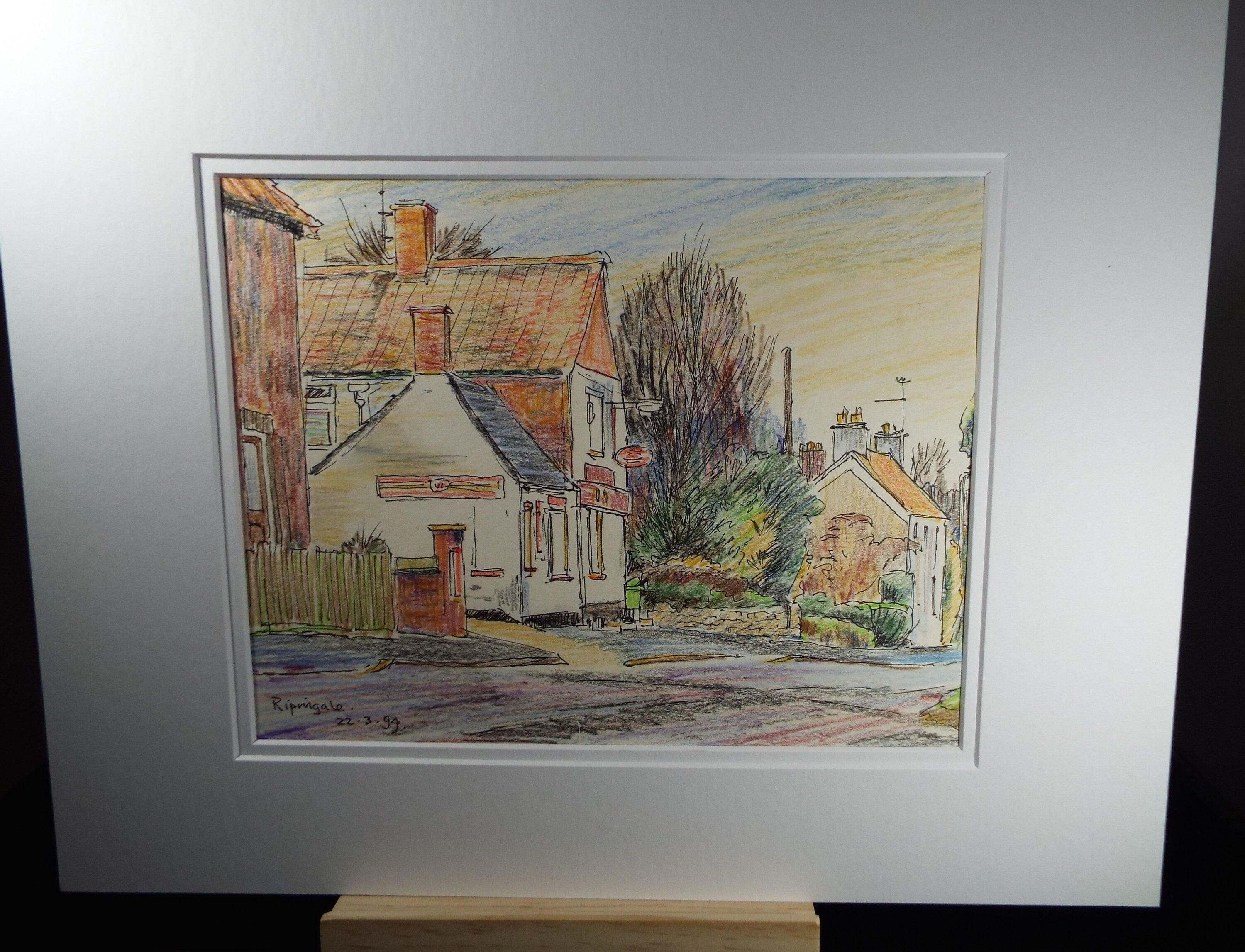 Terry Shelbourne (1930-2020), British, 'Rippingale, Lincolnshire' - Original Coloured Pencil on Paper, Double Mounted ready for framing