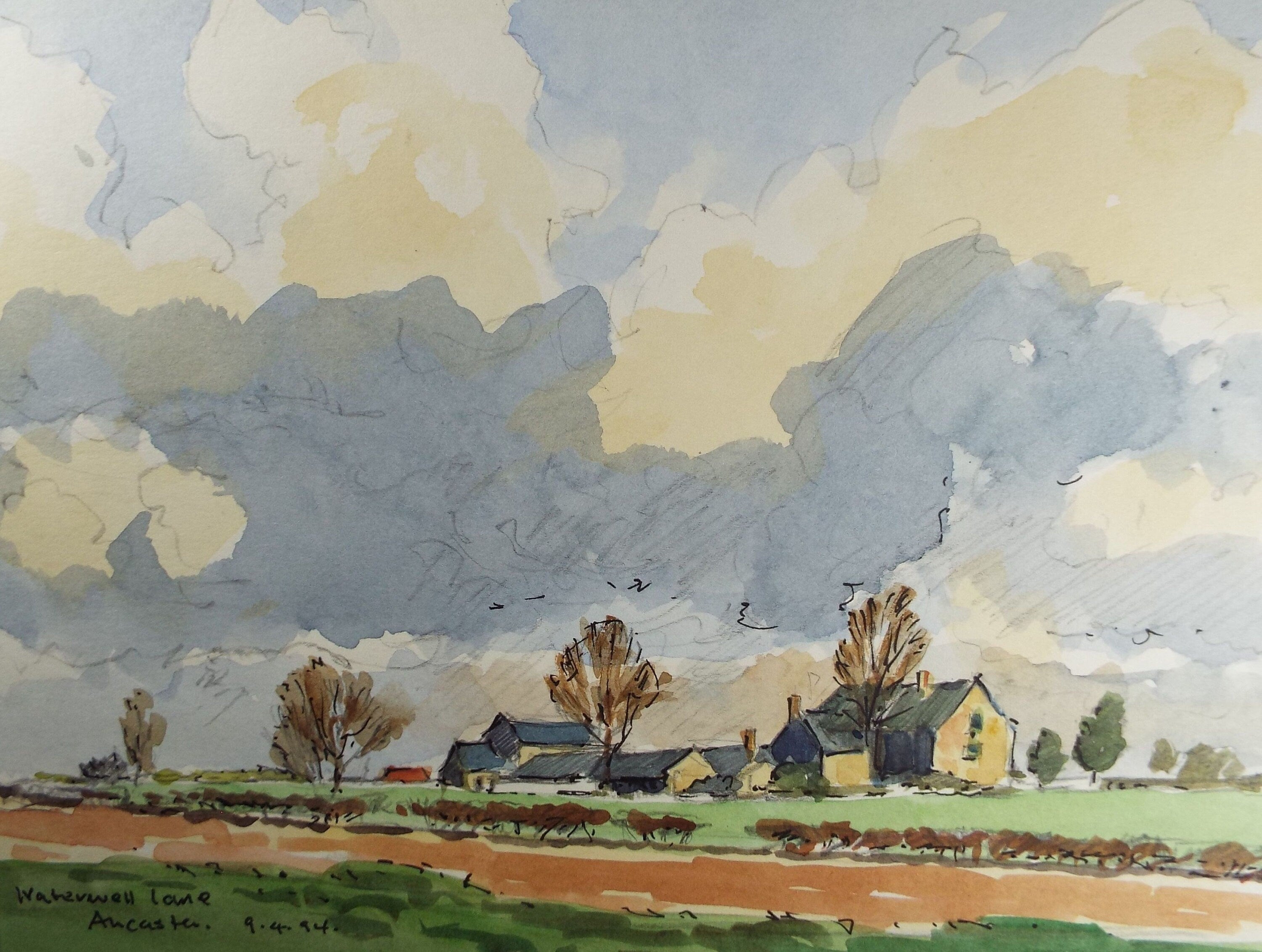 Terry Shelbourne (1930-2020), British, 'Motherwell Lane, Ancaster' - Original Watercolour on Paper, Double Mounted ready for framing
