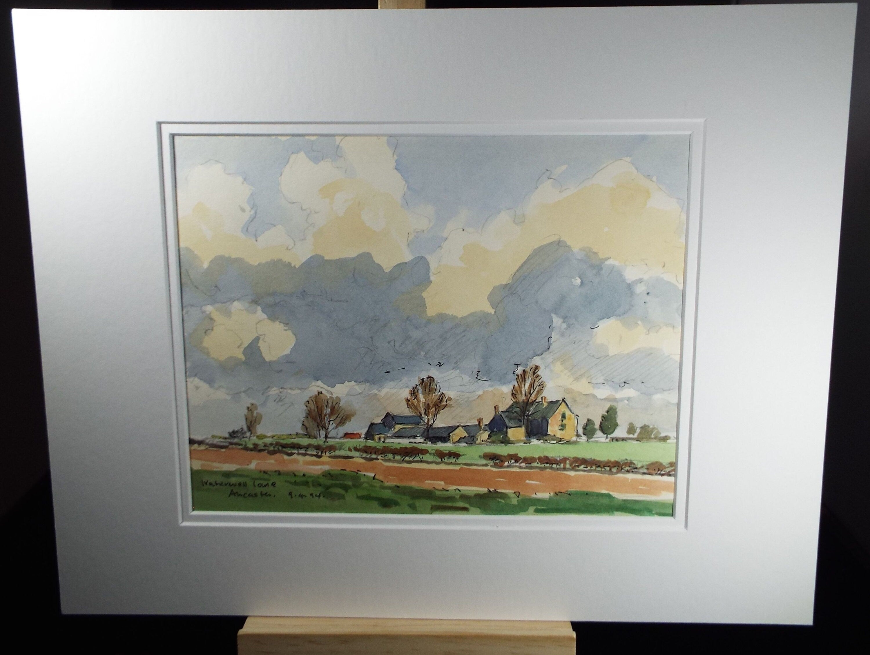 Terry Shelbourne (1930-2020), British, 'Motherwell Lane, Ancaster' - Original Watercolour on Paper, Double Mounted ready for framing