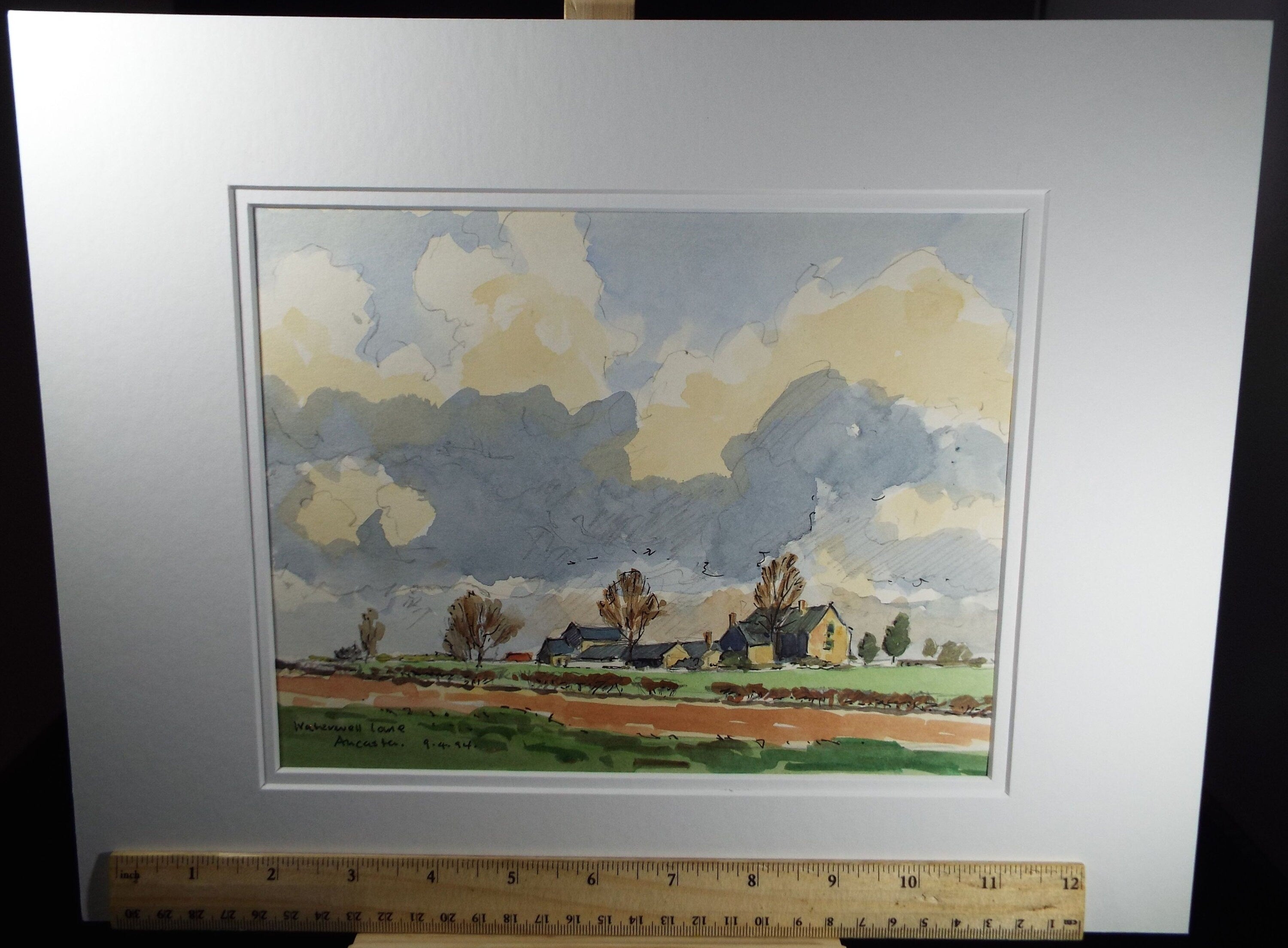 Terry Shelbourne (1930-2020), British, 'Motherwell Lane, Ancaster' - Original Watercolour on Paper, Double Mounted ready for framing