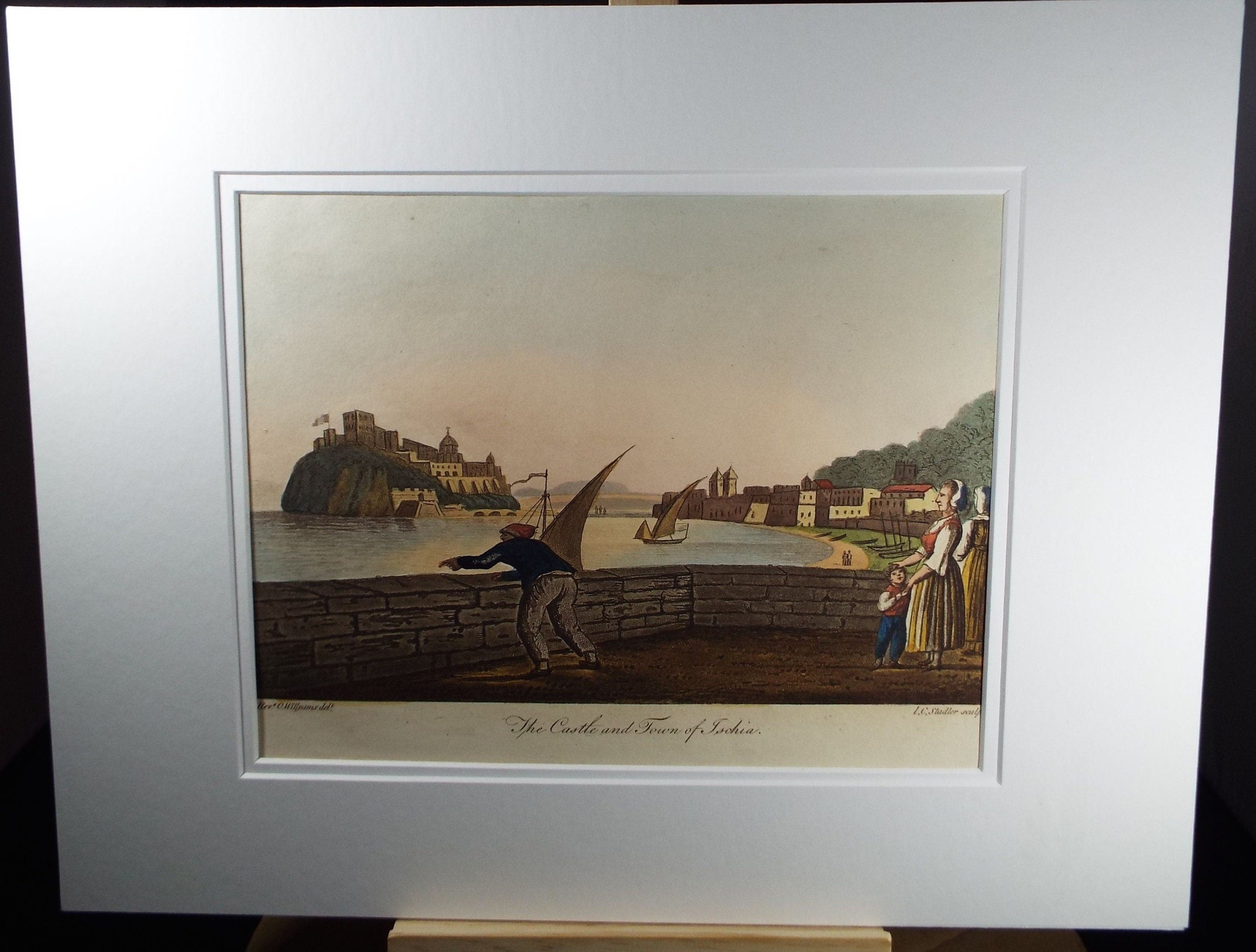 Original Aquatint, Rev. Cooper Williams & J. C. Stadler, 1798 - 'The Castle and Town of Ishia' from 'A Voyage up the Mediterranean'