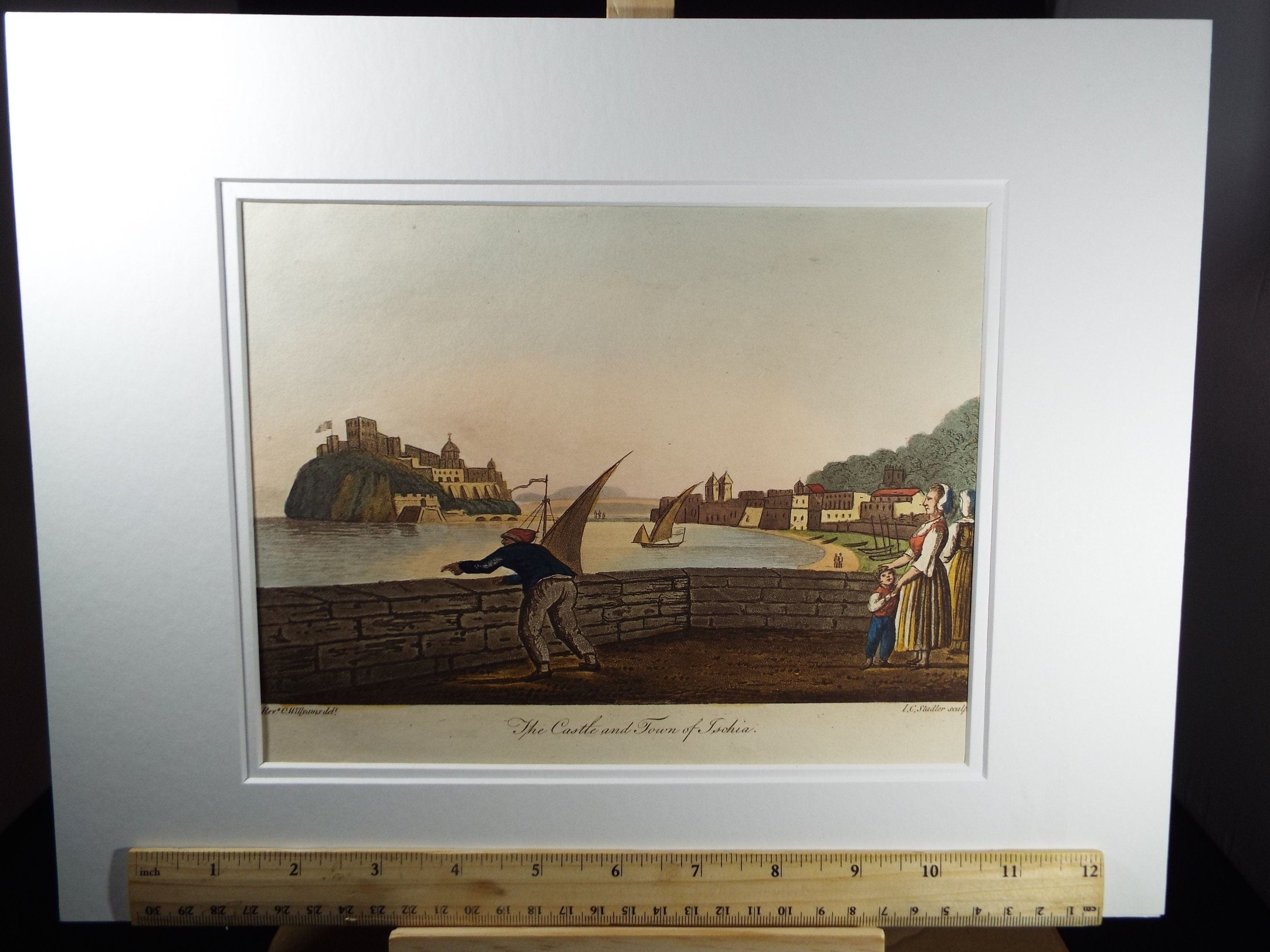 Original Aquatint, Rev. Cooper Williams & J. C. Stadler, 1798 - 'The Castle and Town of Ishia' from 'A Voyage up the Mediterranean'