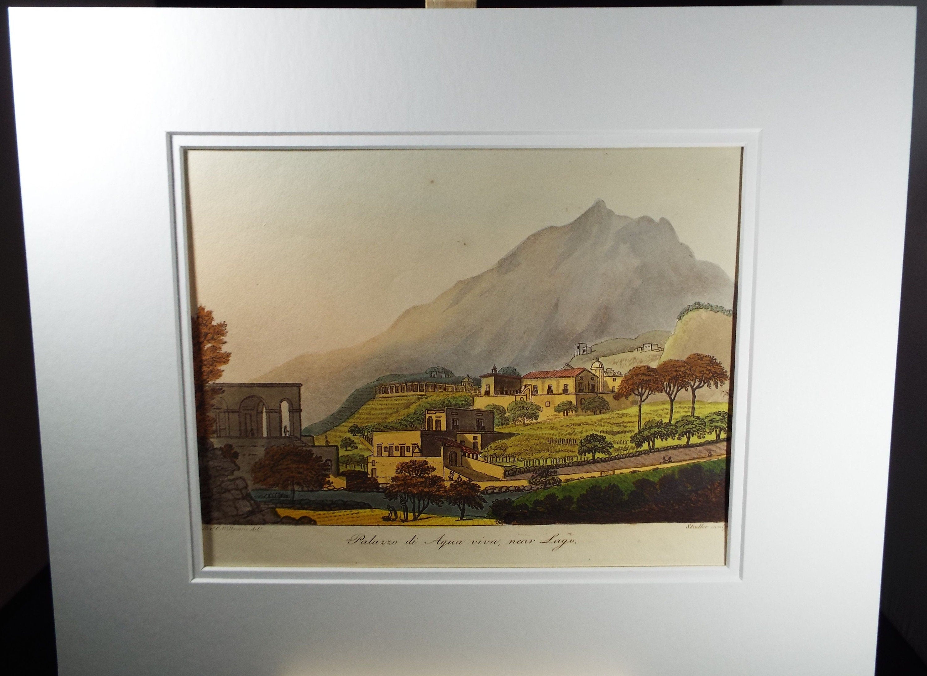 Original Aquatint, Rev. Cooper Williams & J. C. Stadler, 1798 - 'Plazzo di Aqua Viva, Nera Lago' from 'A Voyage up the Mediterranean'