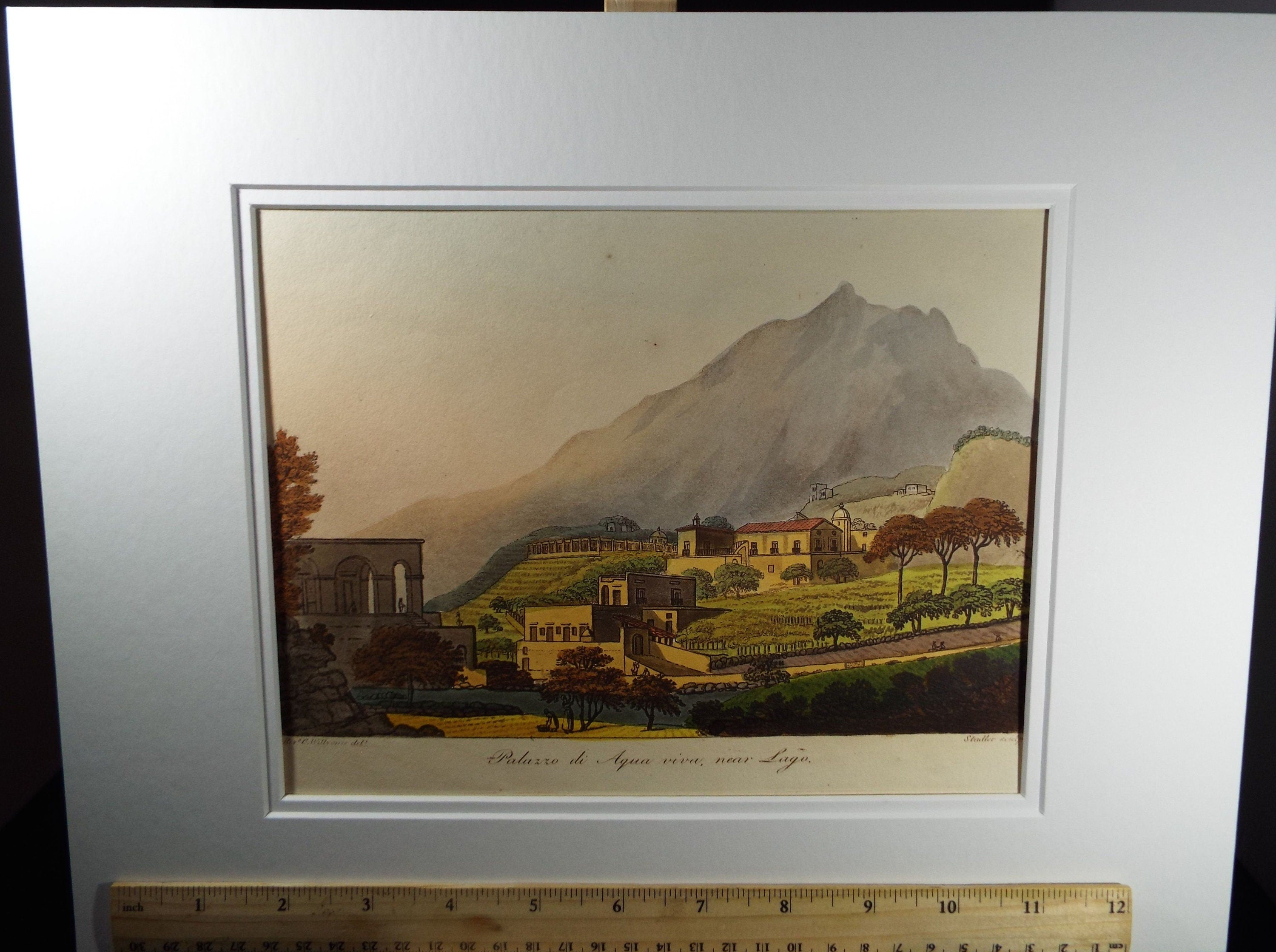 Original Aquatint, Rev. Cooper Williams & J. C. Stadler, 1798 - 'Plazzo di Aqua Viva, Nera Lago' from 'A Voyage up the Mediterranean'