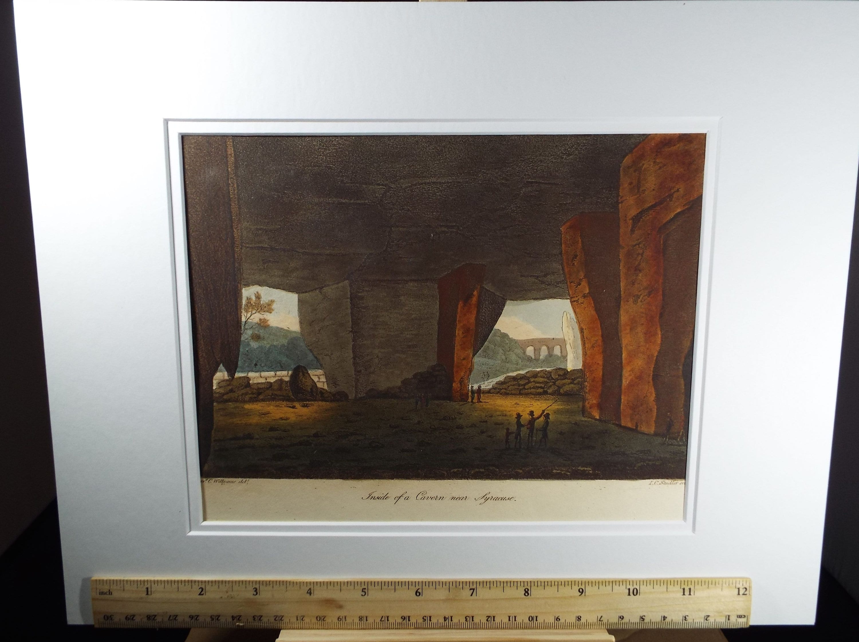 Original Aquatint, Rev. Cooper Williams & J. C. Stadler, 1798 - 'Inside a Cavern near Syracuse' from 'A Voyage up the Mediterranean'