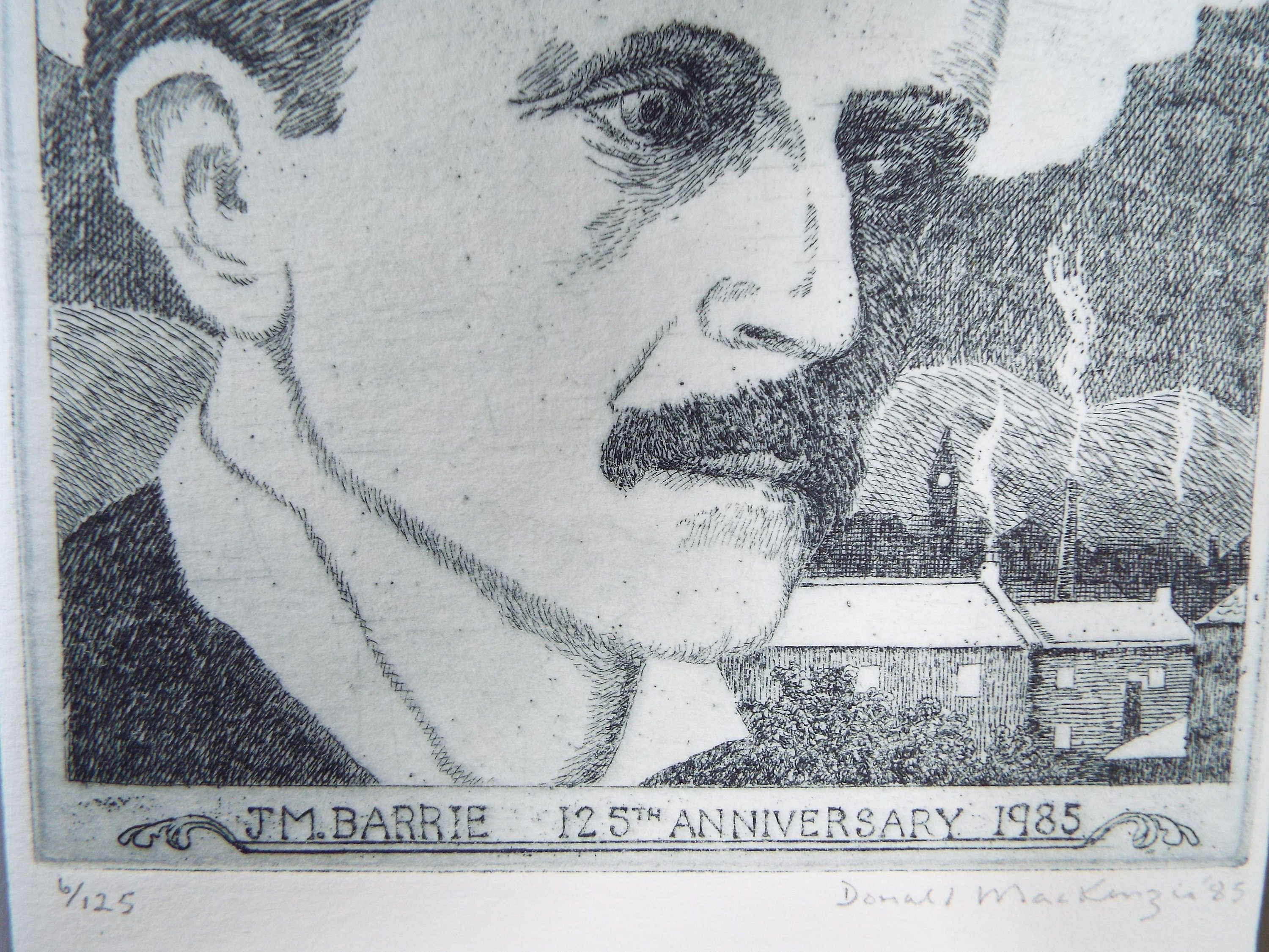 Etching, 'JM Barrie 125th Anniversary 1985' - Donald Mackenzie b1944