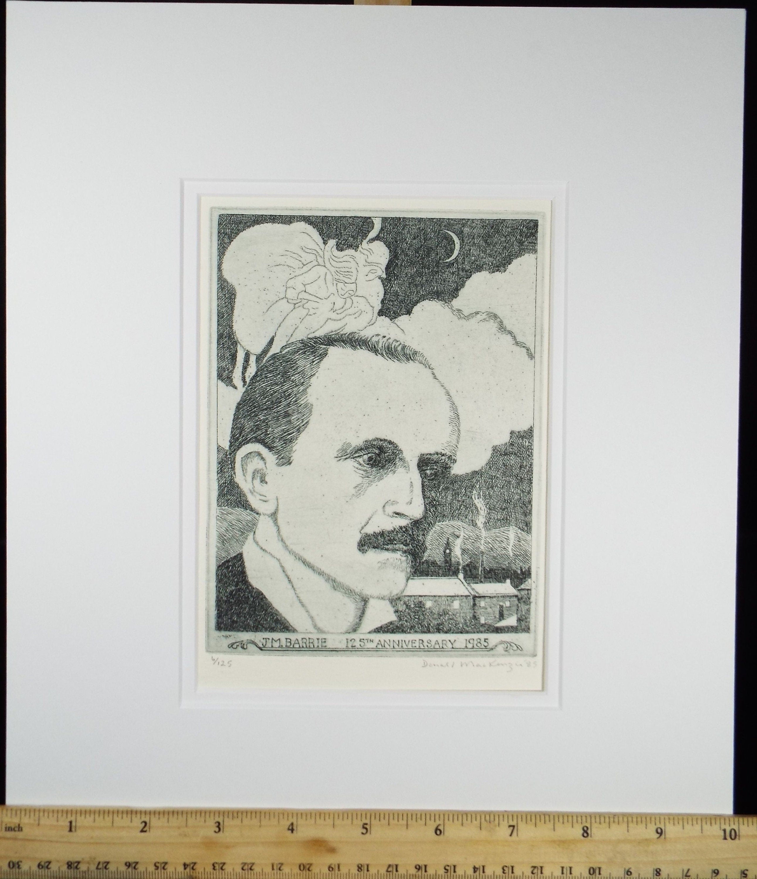 Etching, 'JM Barrie 125th Anniversary 1985' - Donald Mackenzie b1944