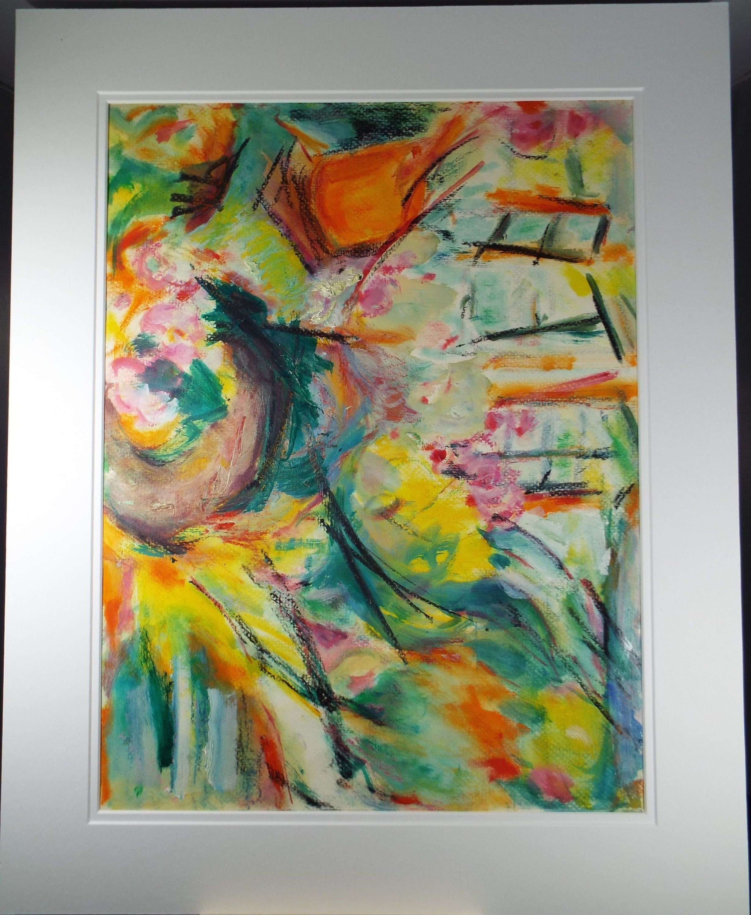 Original Watercolour and Gouache, 'Abstract Flower Garden', Circa 1980's Olive Van Klaveren (20th Century)