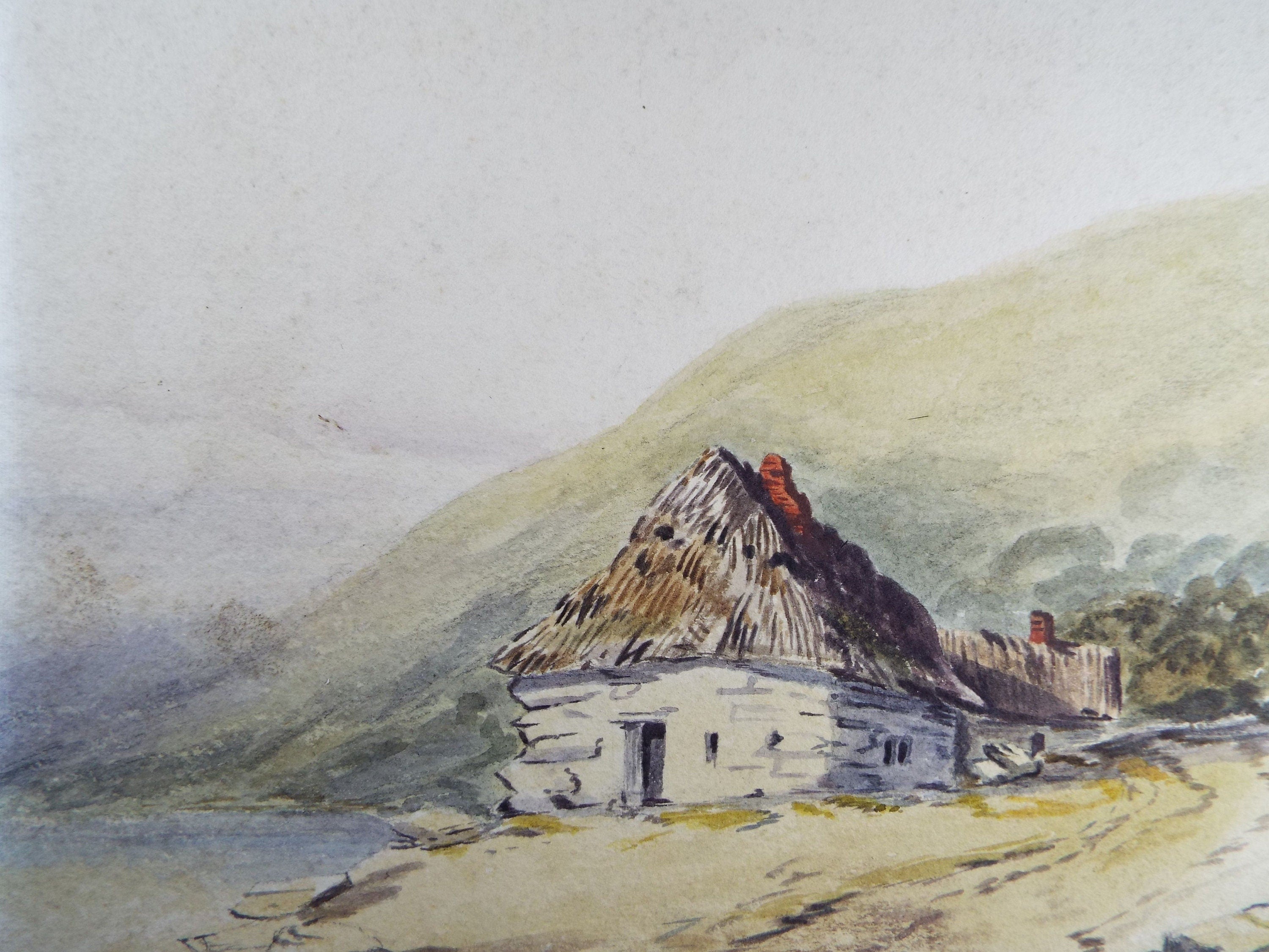 Original Watercolour c1880's, 'A Hovel' - 'Unknown Artist - Stone Cottage with thatched roof
