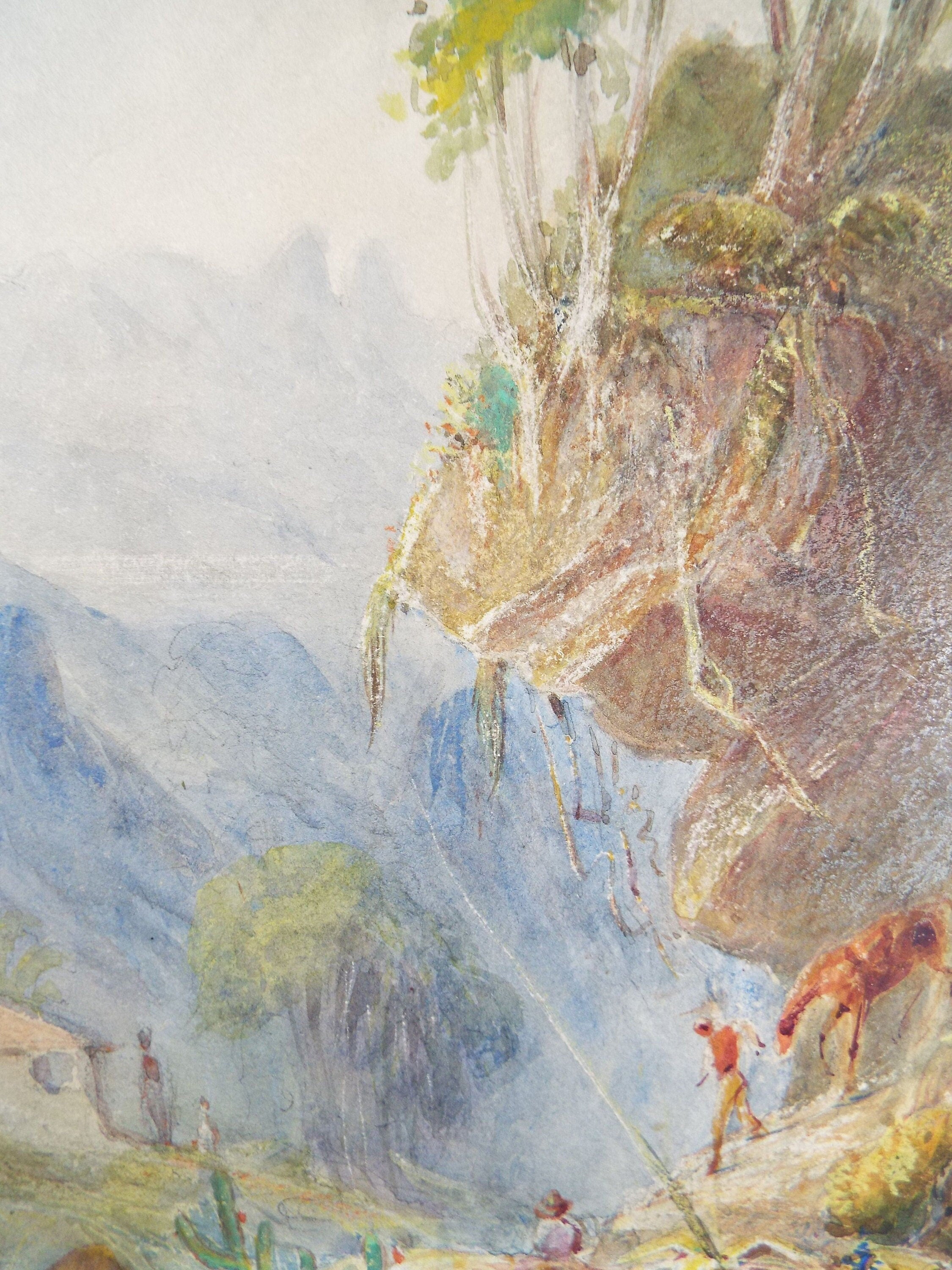 Original Watercolour c1860's, 'The Descent' - Attributed to H. Johnson